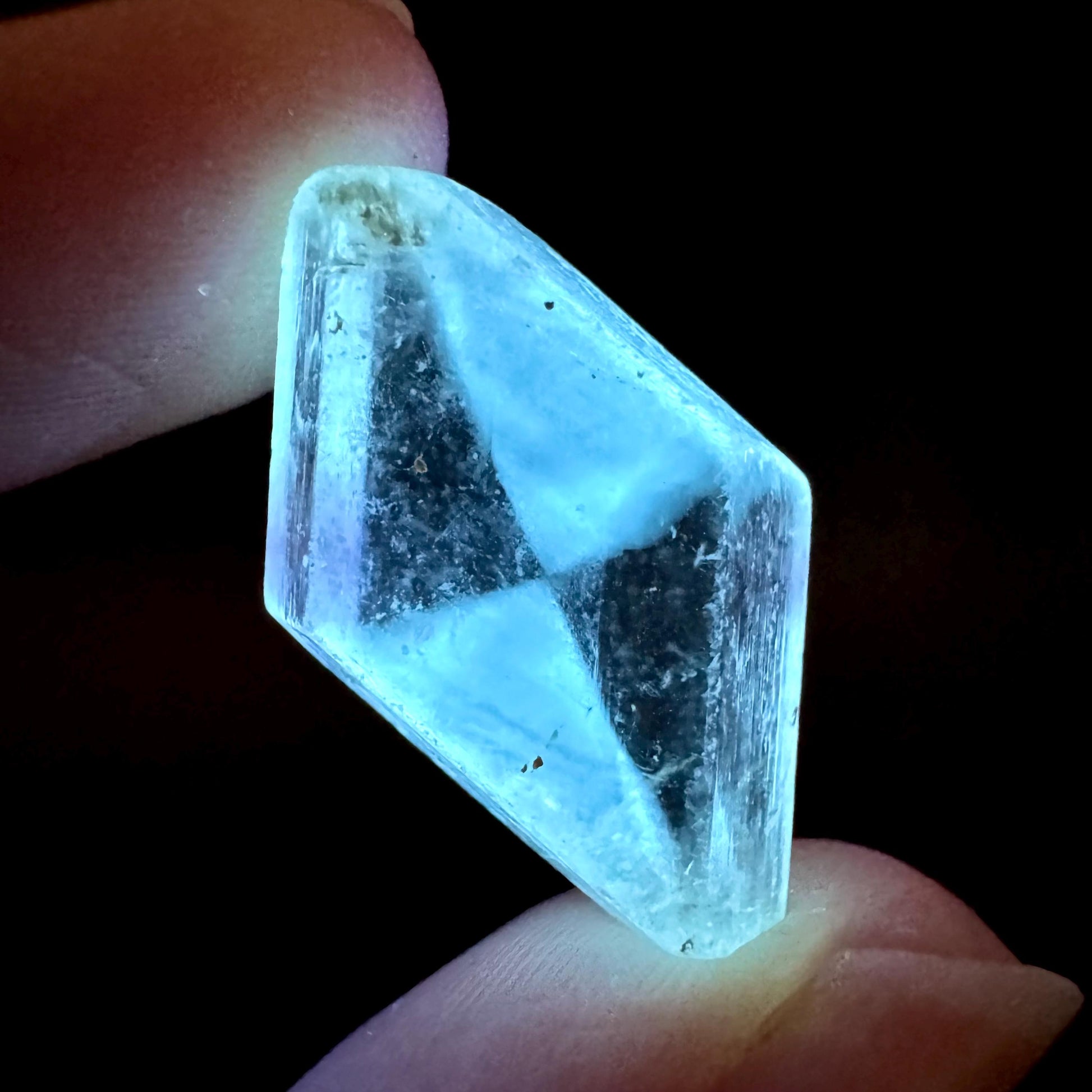 Hourglass Selenite | Phosphorescent UV Reactive Gypsum Crystal from Canada
