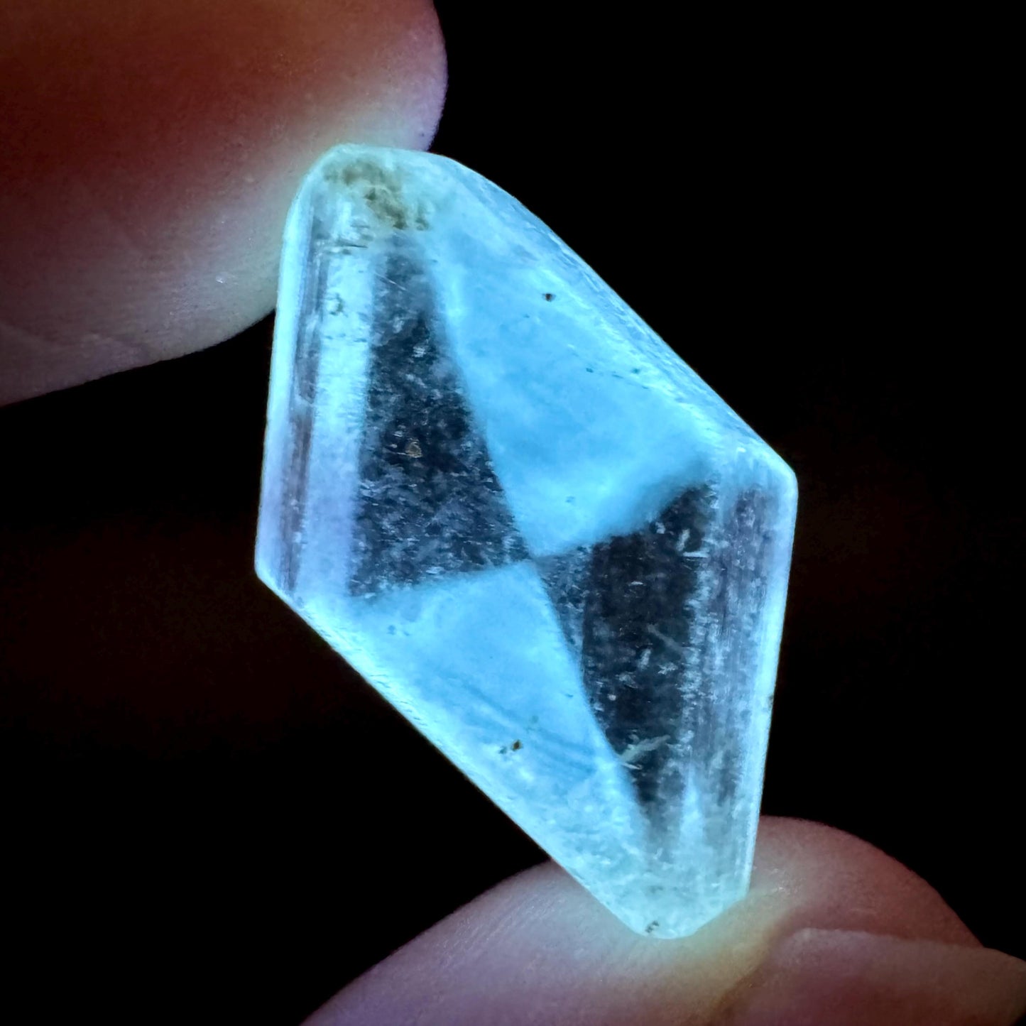 Hourglass Selenite | Phosphorescent UV Reactive Gypsum Crystal from Canada