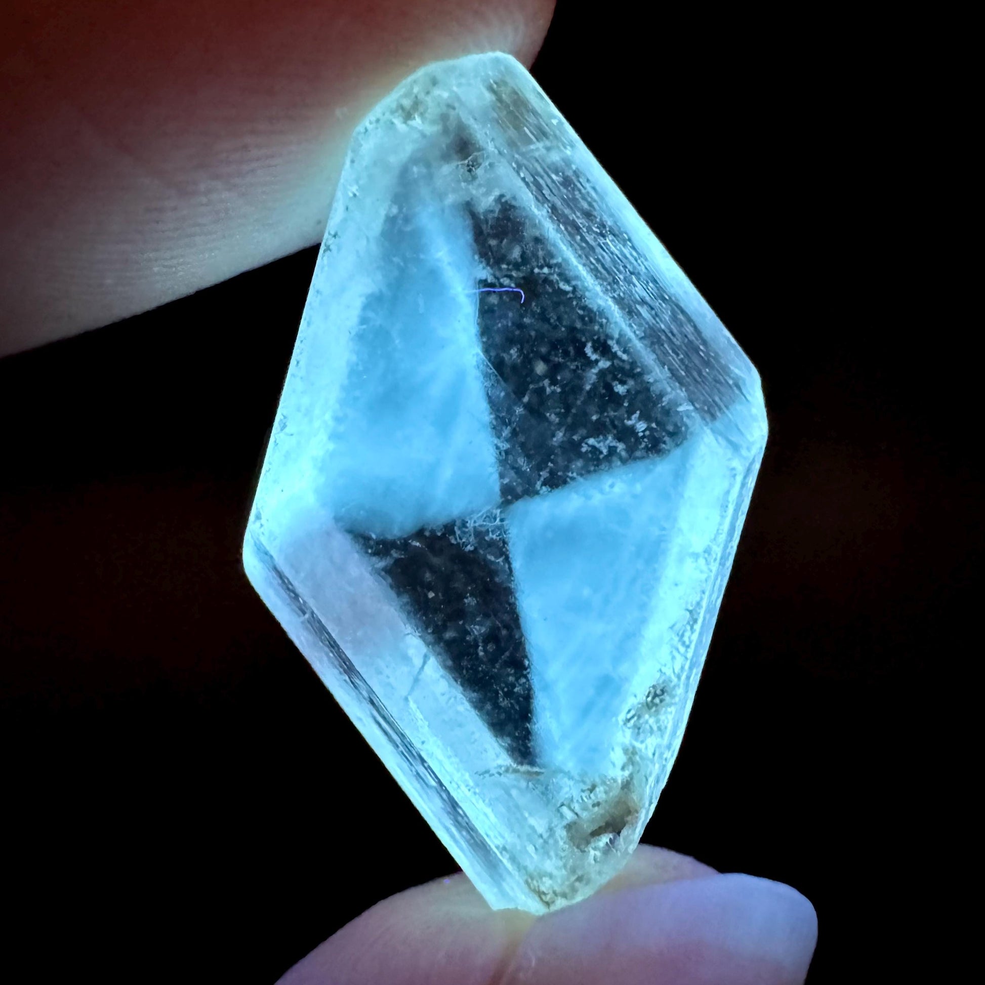 Hourglass Selenite | Phosphorescent UV Reactive Gypsum Crystal from Canada