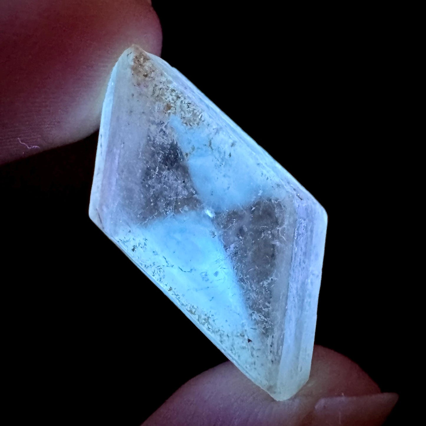 Hourglass Selenite | Phosphorescent UV Reactive Gypsum Crystal from Canada