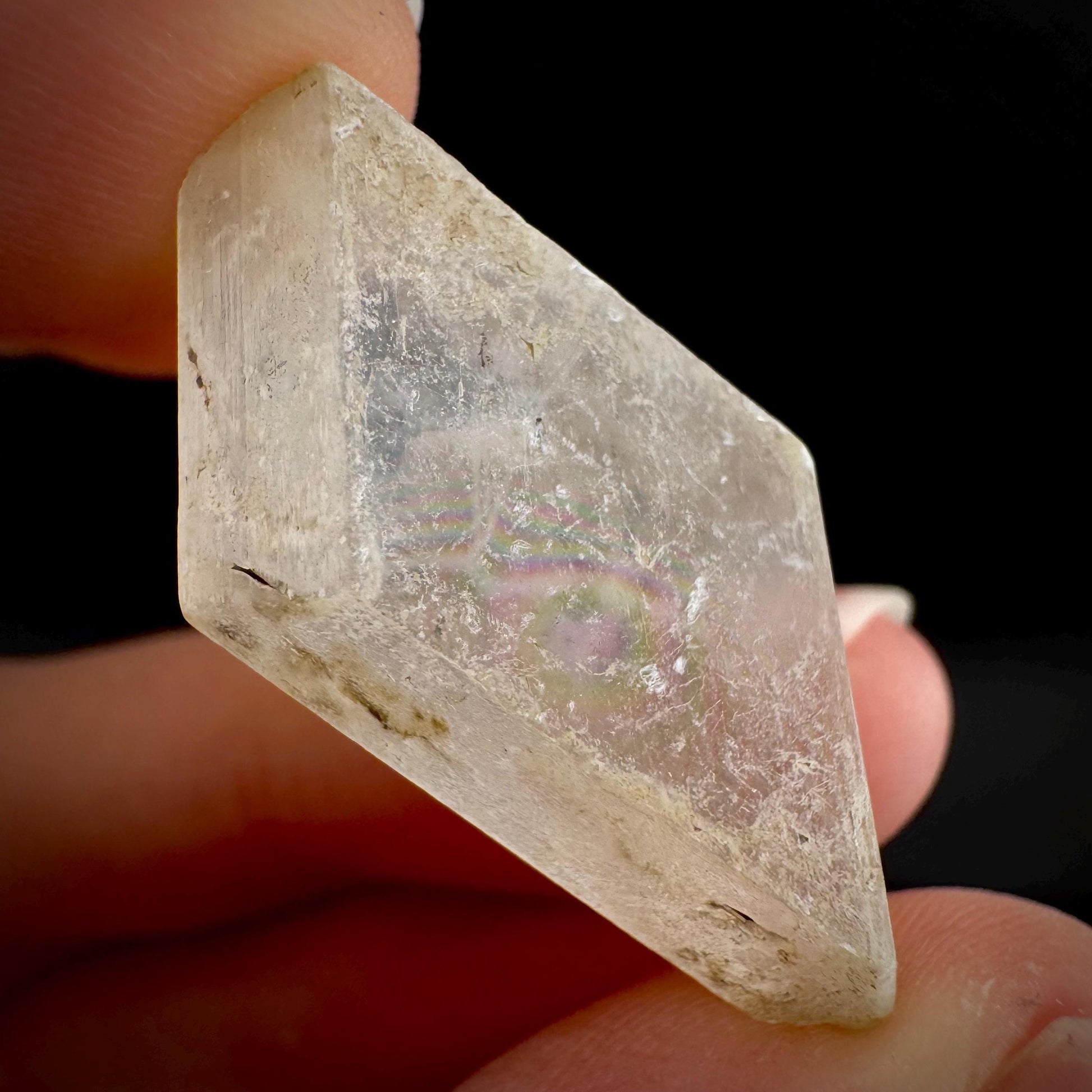 Hourglass Selenite | Phosphorescent UV Reactive Gypsum Crystal from Canada