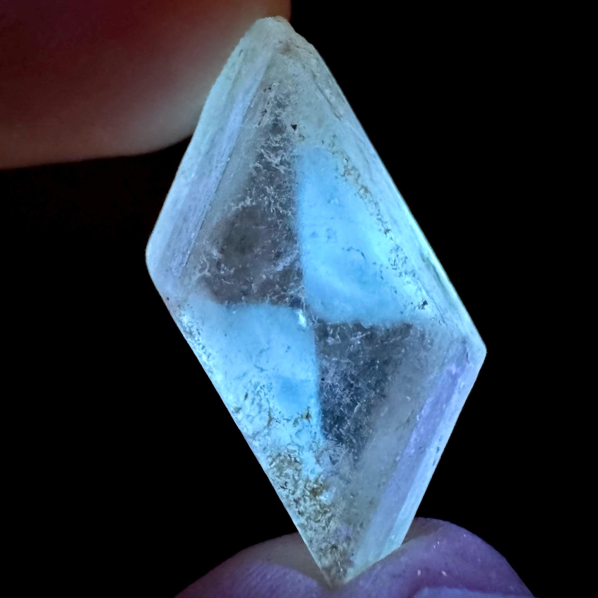 Hourglass Selenite | Phosphorescent UV Reactive Gypsum Crystal from Canada