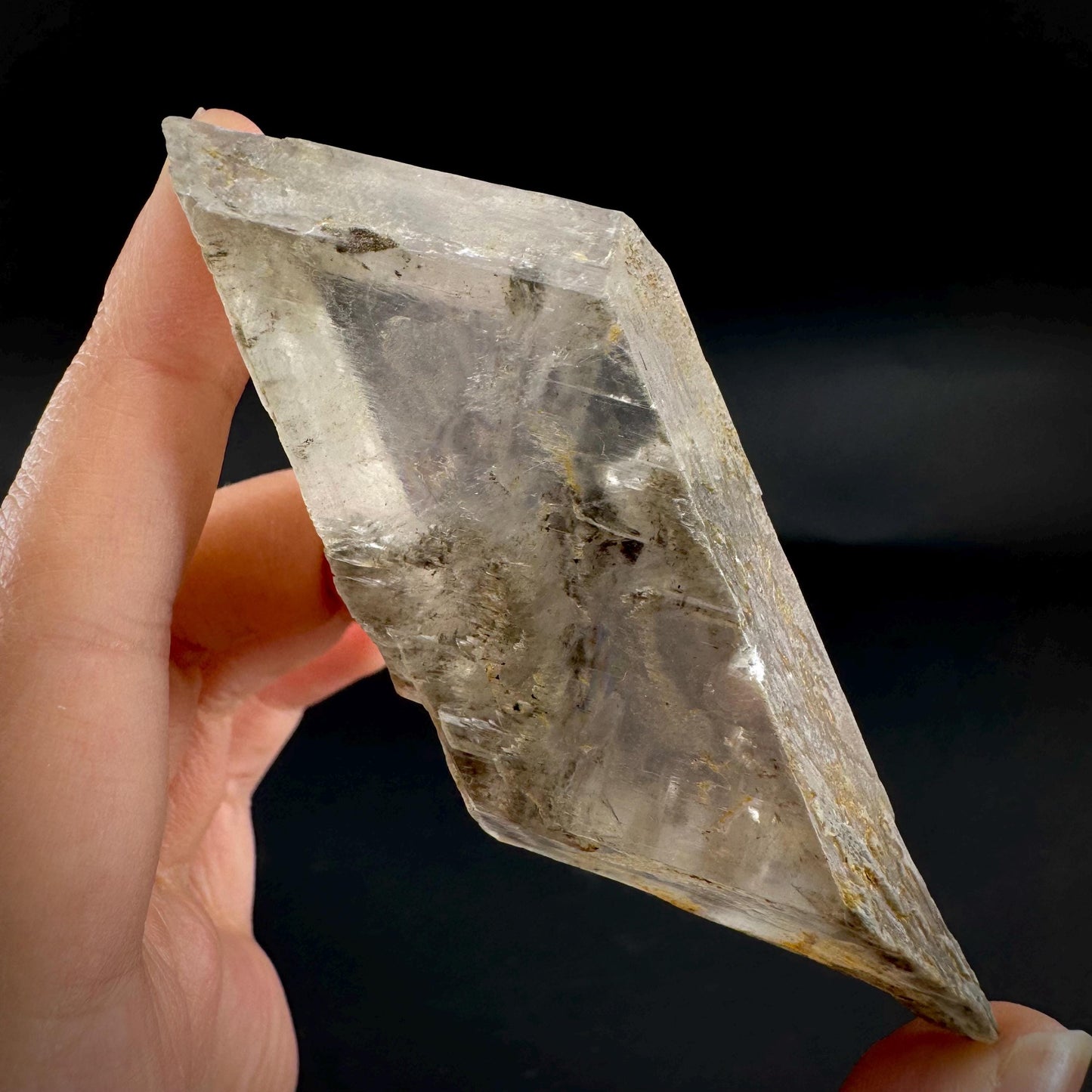 Hourglass Selenite | Phosphorescent UV Reactive Gypsum Crystal from Canada