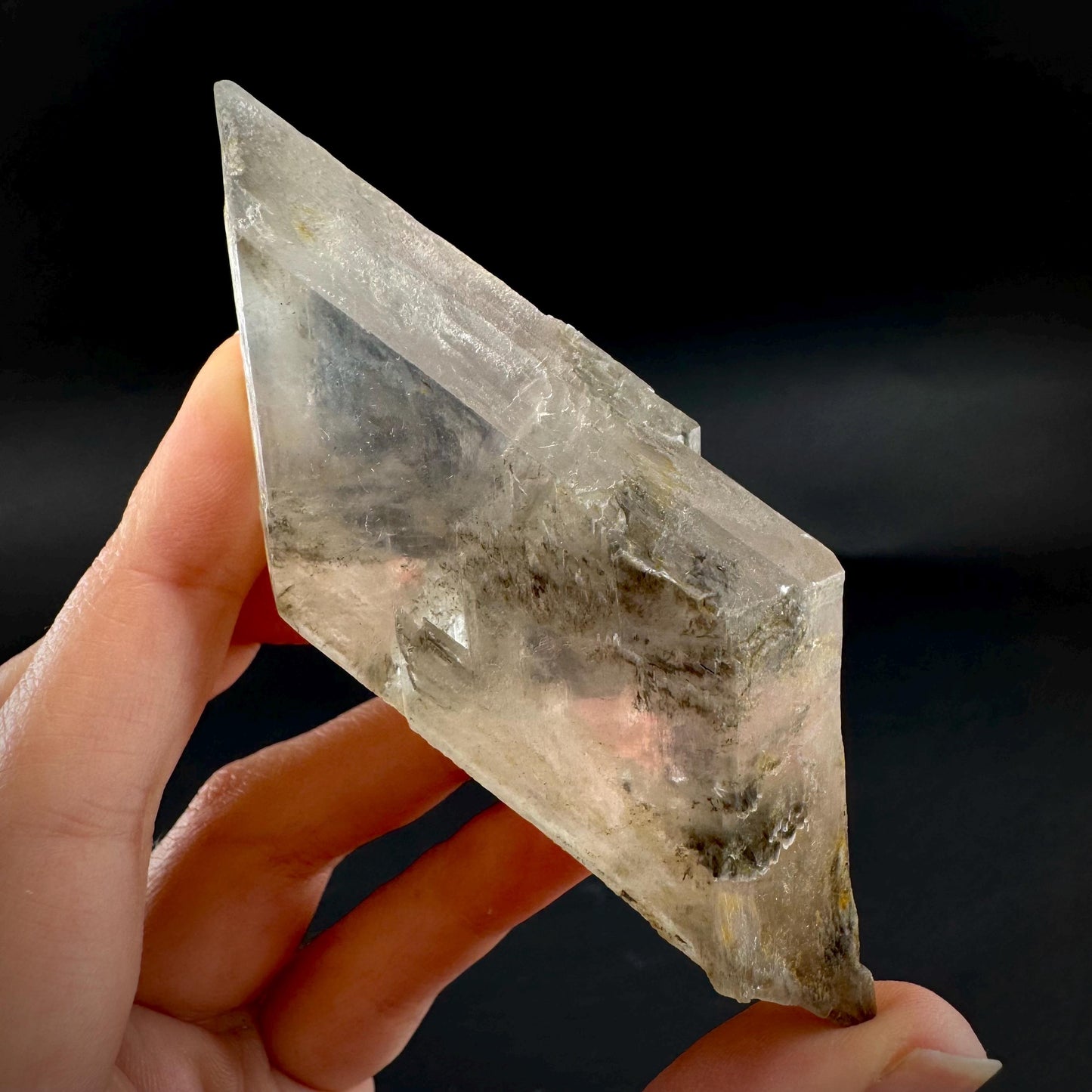 Hourglass Selenite | Phosphorescent UV Reactive Gypsum Crystal from Canada