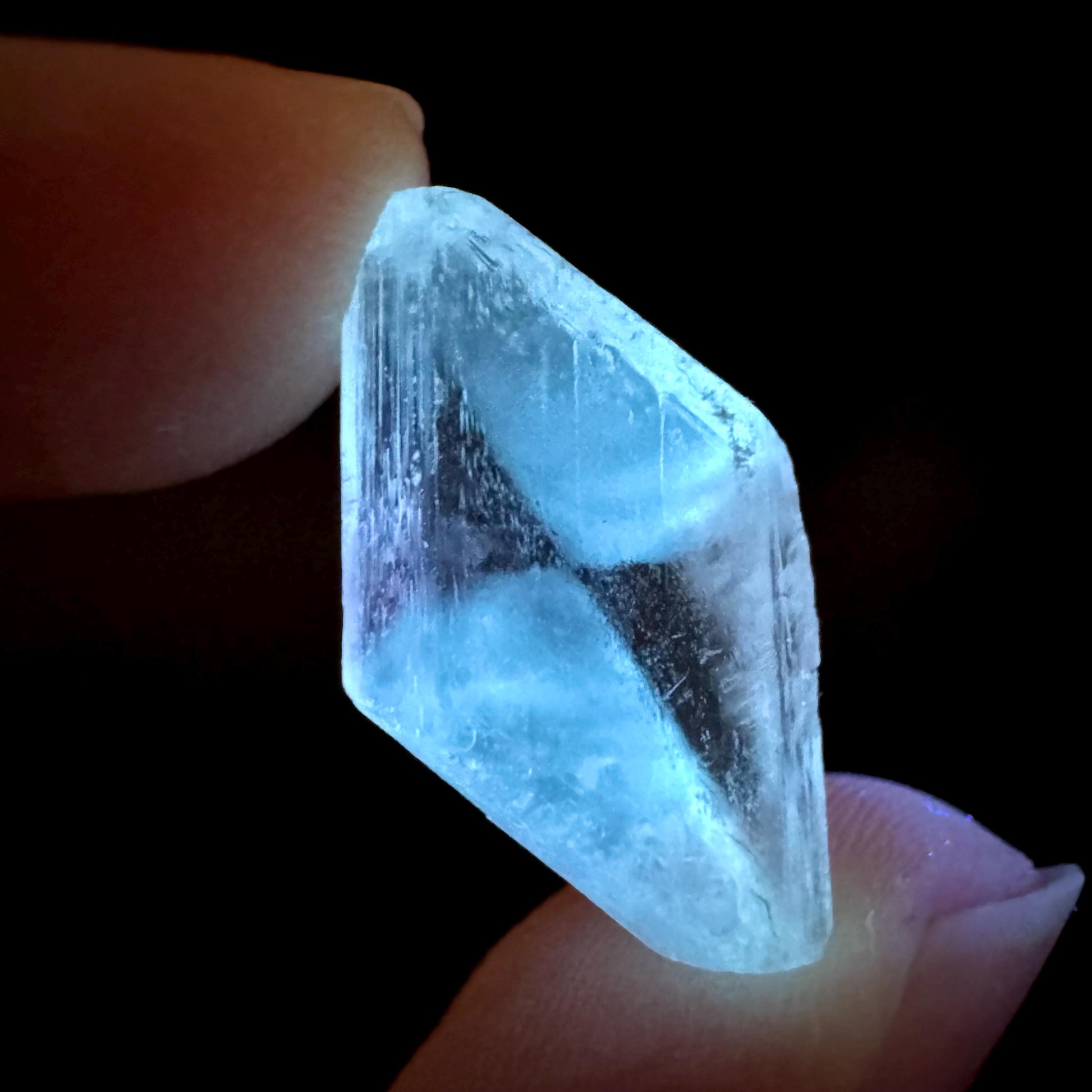 Hourglass Selenite | Phosphorescent UV Reactive Gypsum Crystal from Canada