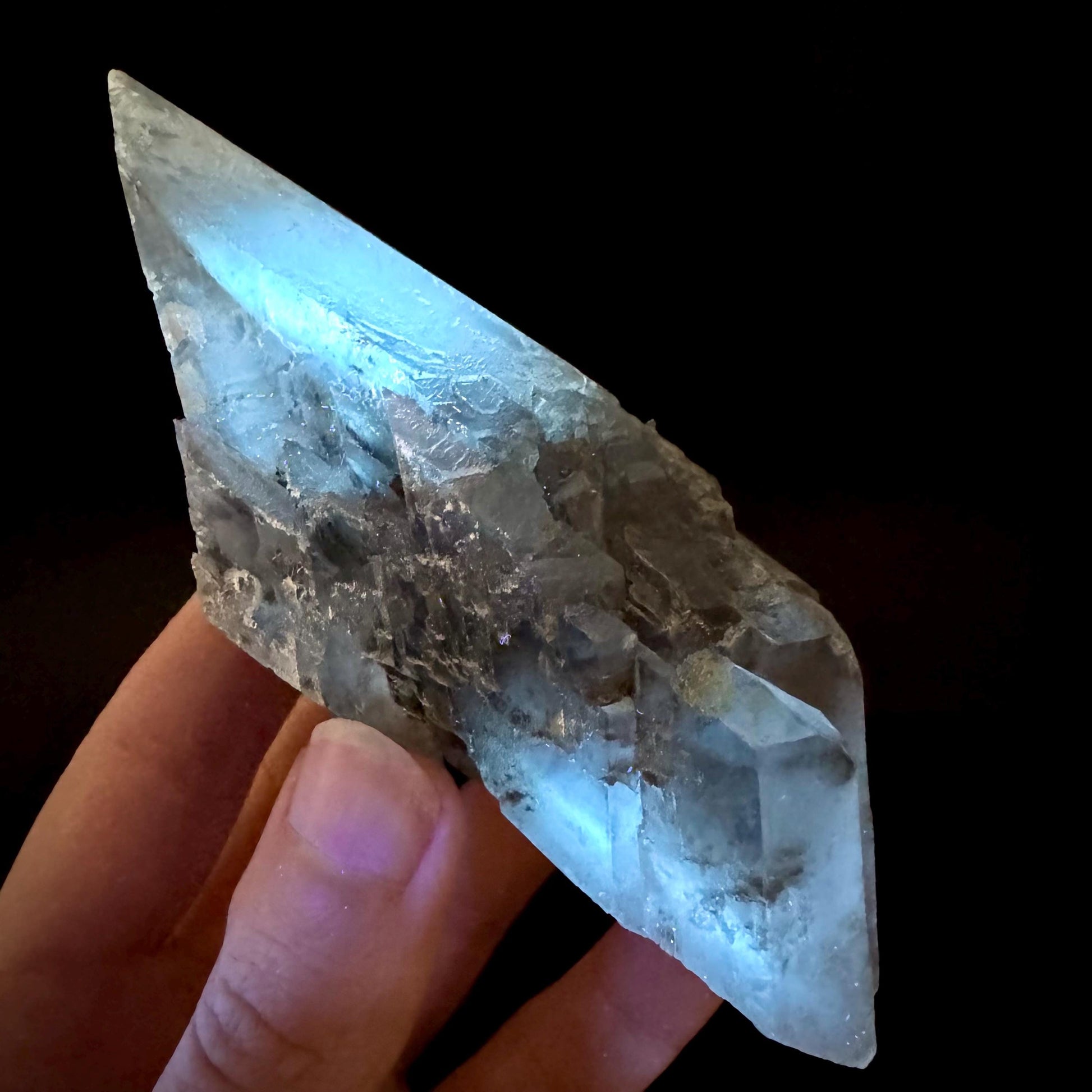 Hourglass Selenite | Phosphorescent UV Reactive Gypsum Crystal from Canada