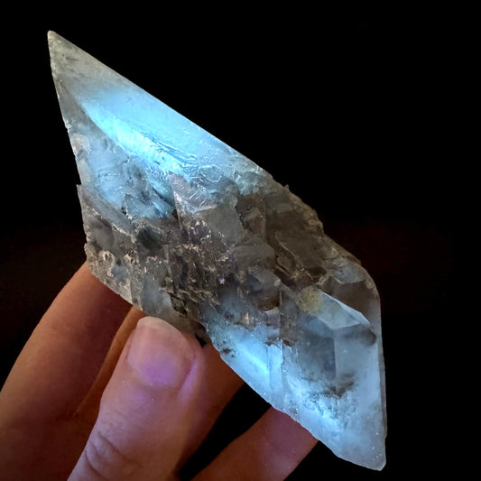 Hourglass Selenite | Phosphorescent UV Reactive Gypsum Crystal from Canada