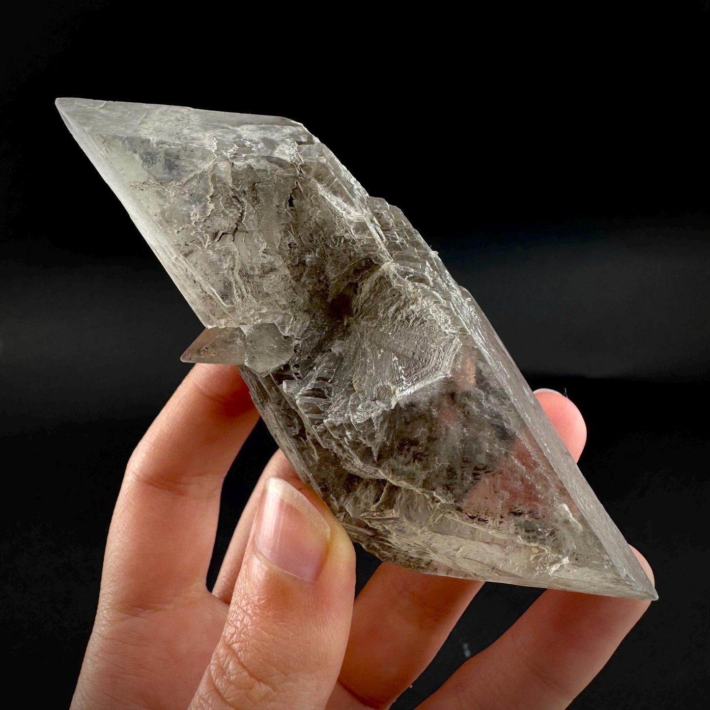 Hourglass Selenite | Phosphorescent UV Reactive Gypsum Crystal from Canada