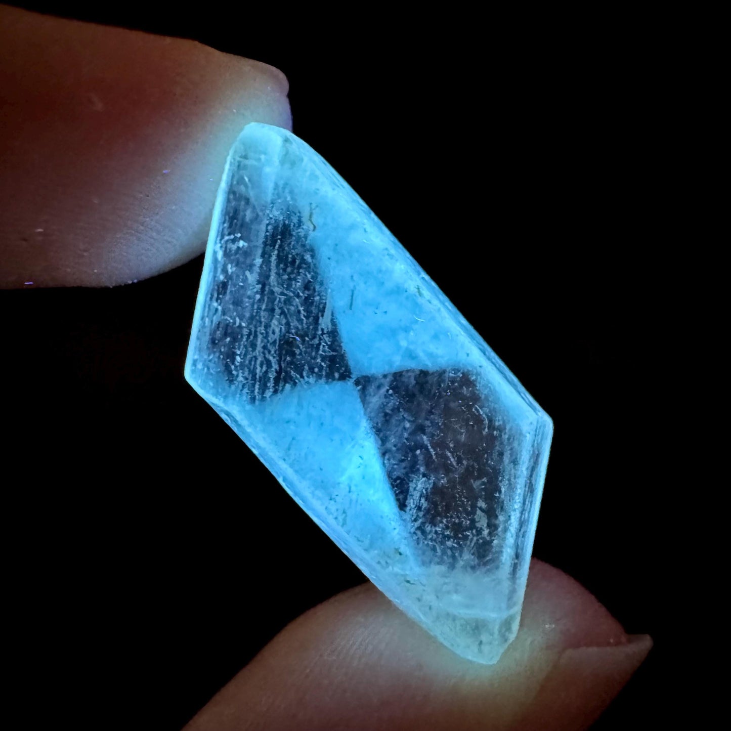 Hourglass Selenite | Phosphorescent UV Reactive Gypsum Crystal from Canada