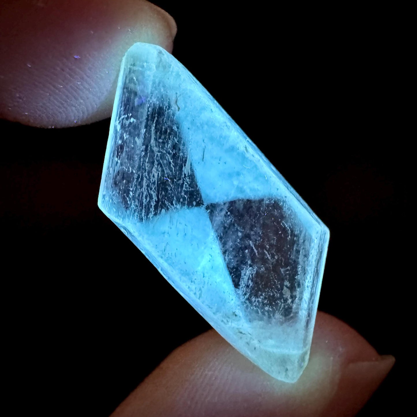 Hourglass Selenite | Phosphorescent UV Reactive Gypsum Crystal from Canada
