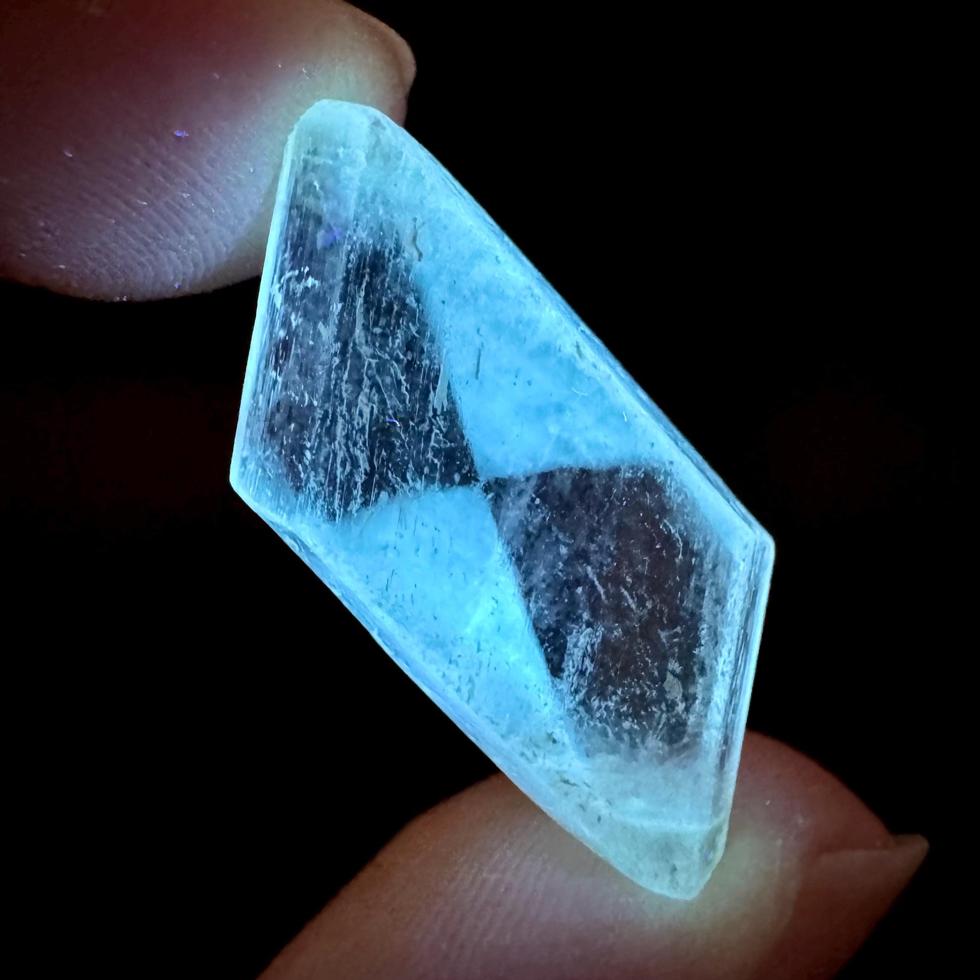 Hourglass Selenite | Phosphorescent UV Reactive Gypsum Crystal from Canada