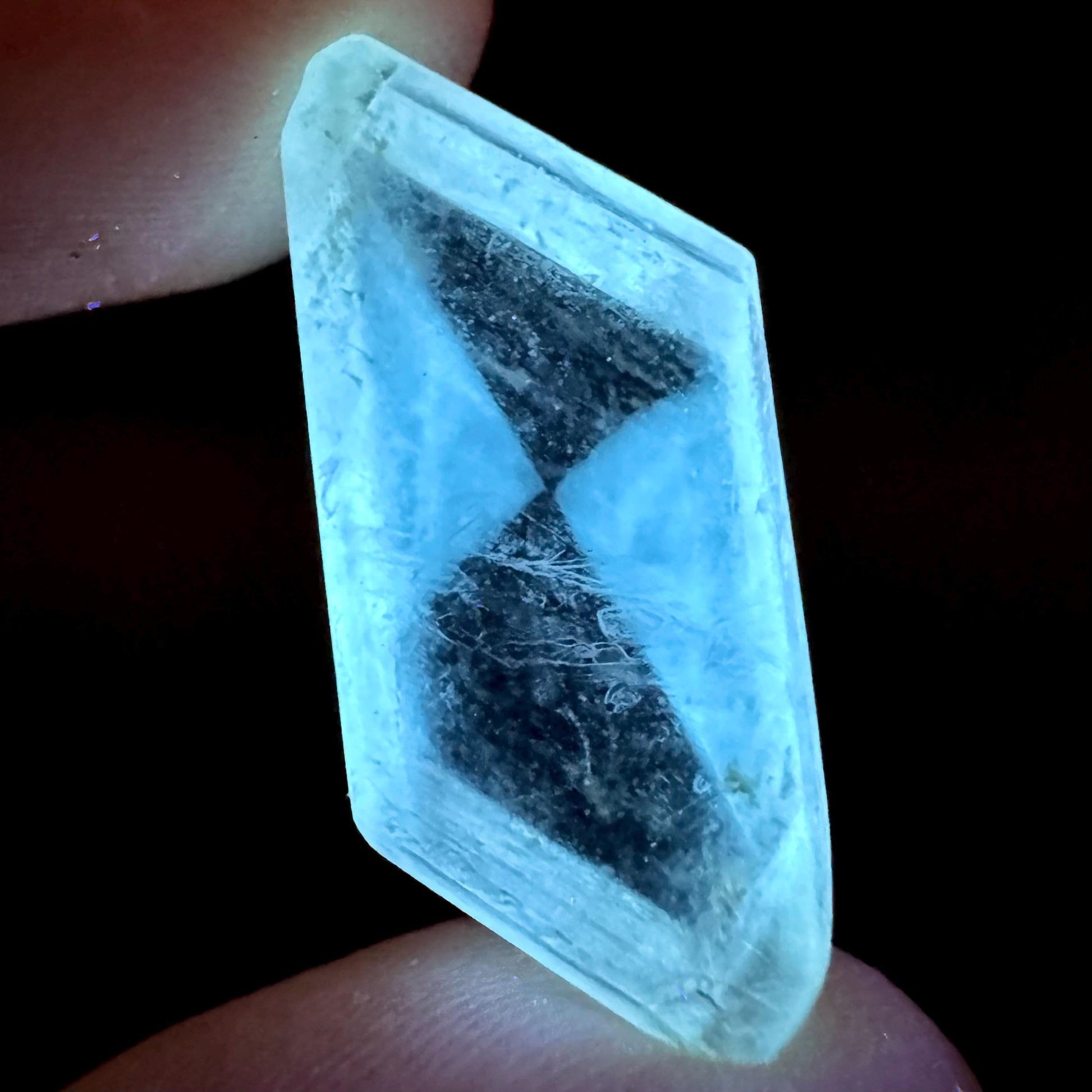 Hourglass Selenite | Phosphorescent UV Reactive Gypsum Crystal from Canada