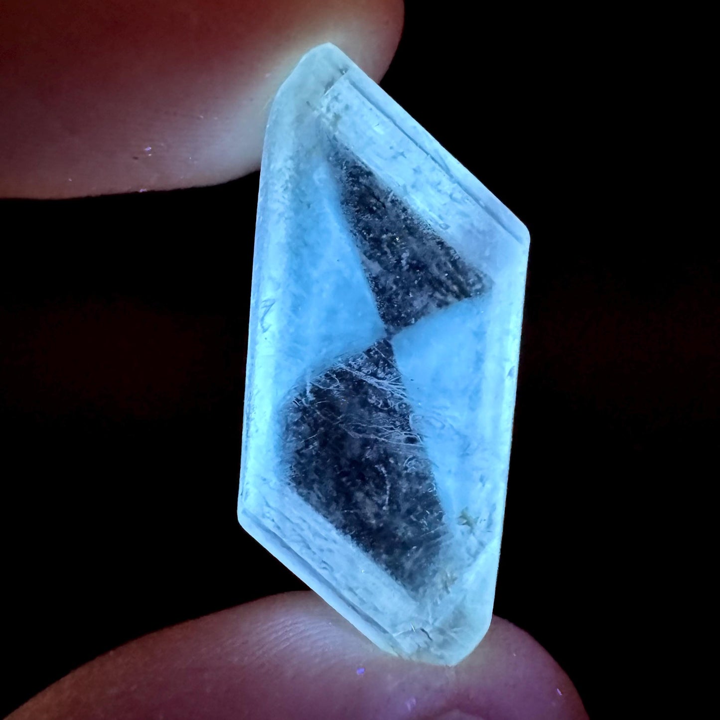 Hourglass Selenite | Phosphorescent UV Reactive Gypsum Crystal from Canada
