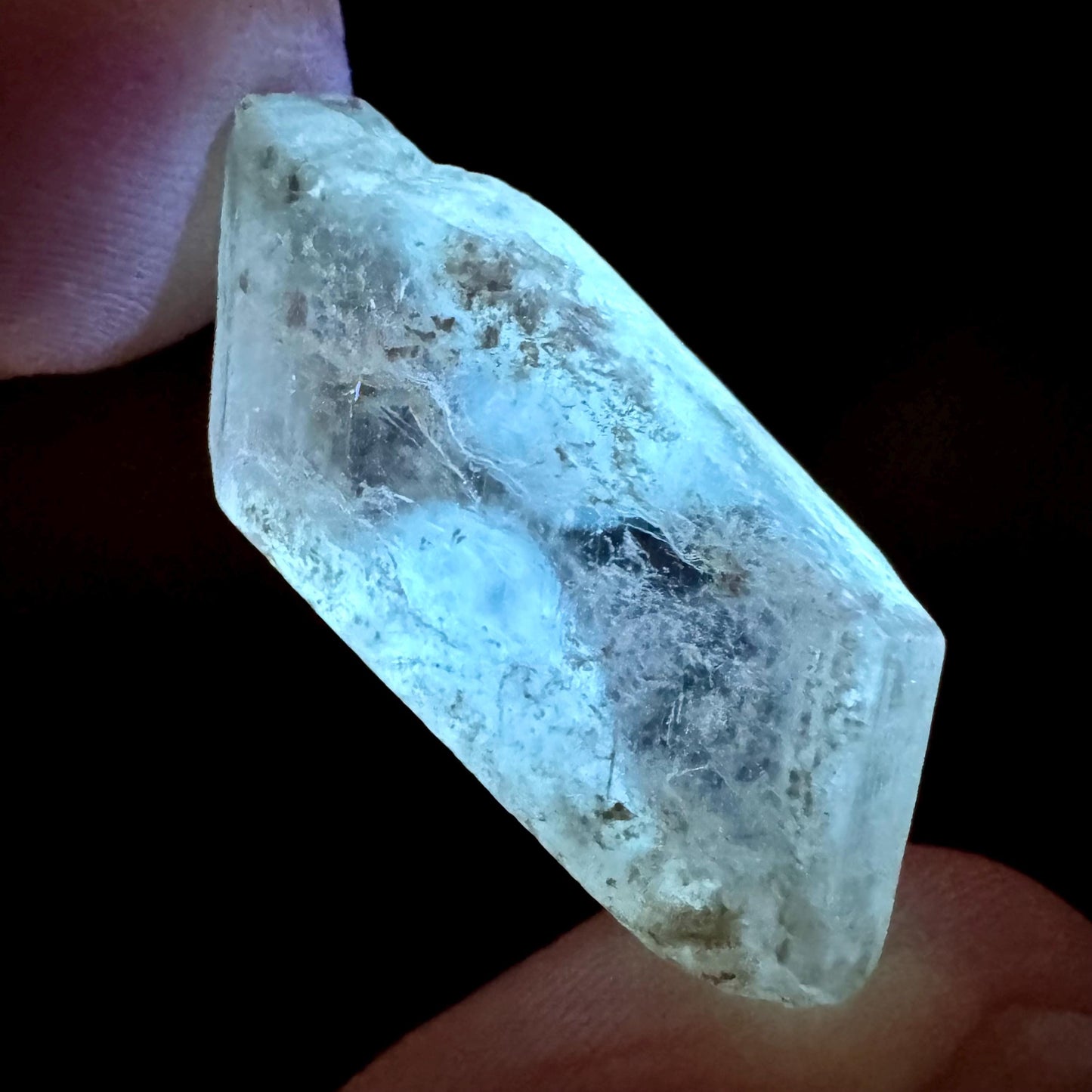 Hourglass Selenite | Phosphorescent UV Reactive Gypsum Crystal from Canada