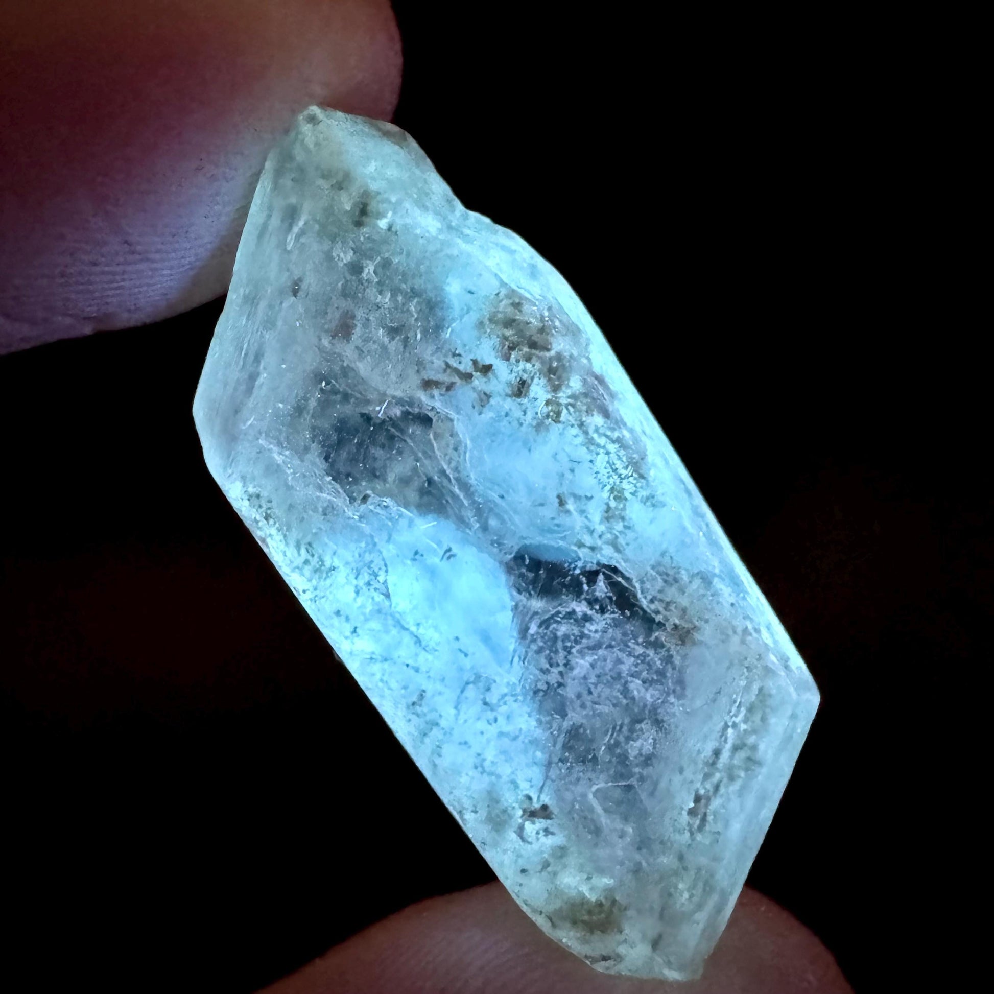 Hourglass Selenite | Phosphorescent UV Reactive Gypsum Crystal from Canada