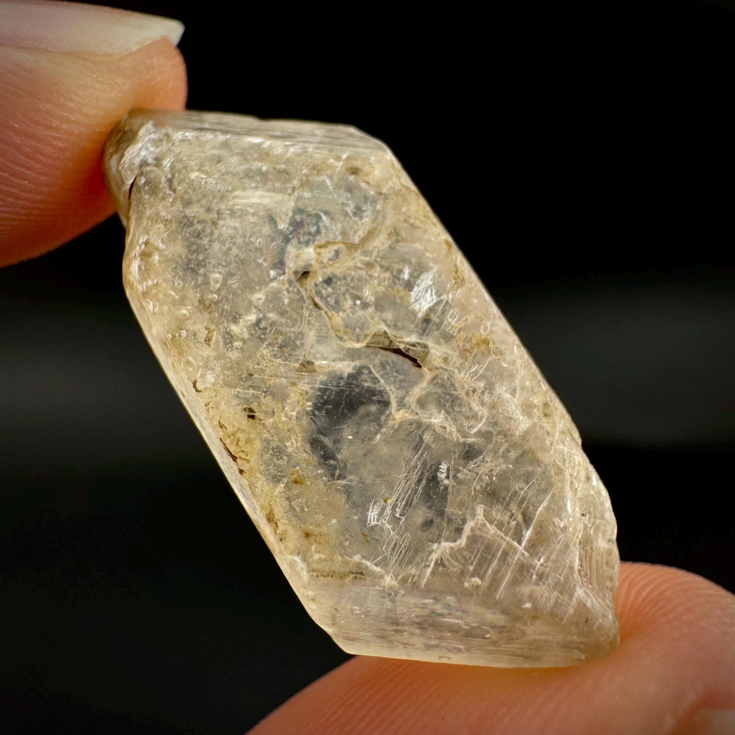 Hourglass Selenite | Phosphorescent UV Reactive Gypsum Crystal from Canada