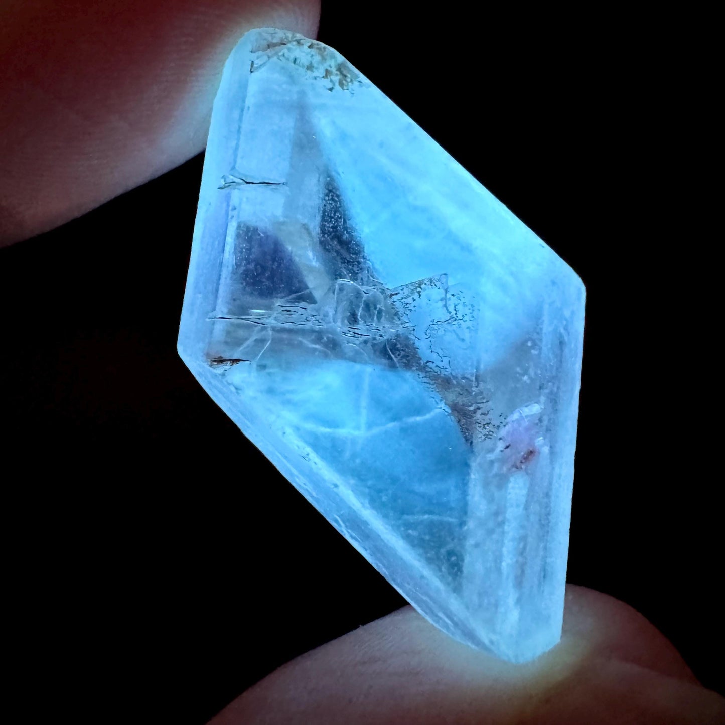 Hourglass Selenite | Phosphorescent UV Reactive Gypsum Crystal from Canada