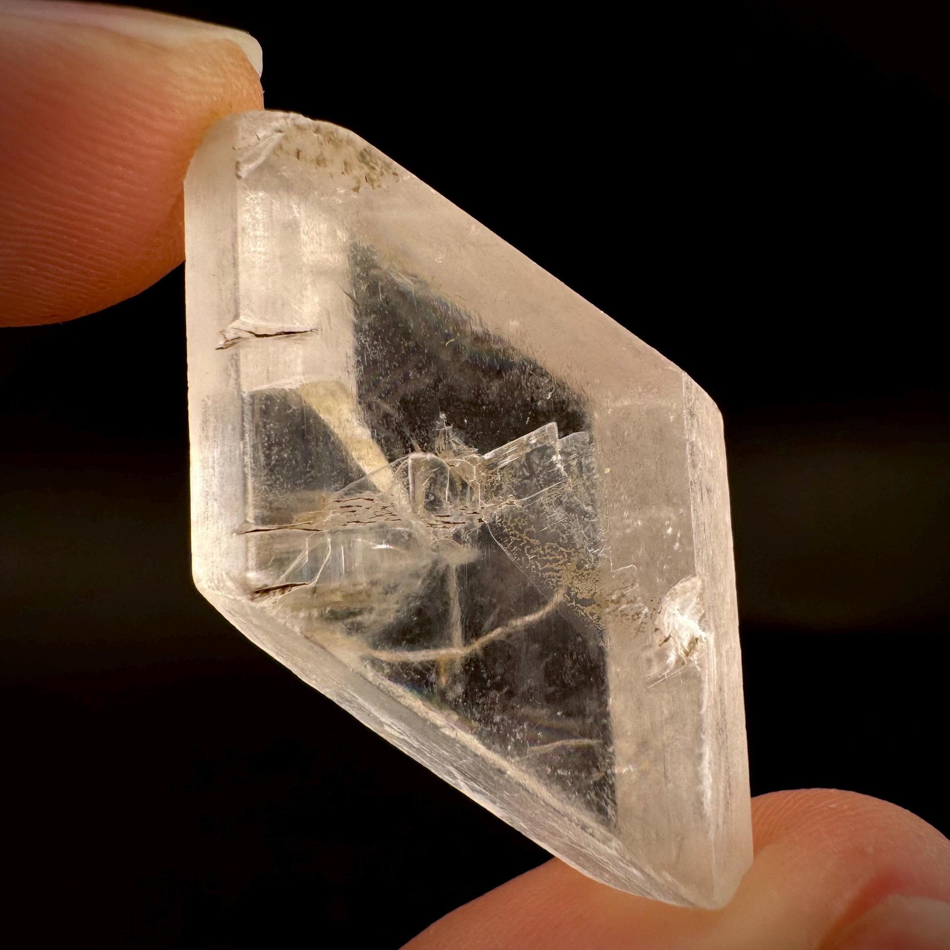 Hourglass Selenite | Phosphorescent UV Reactive Gypsum Crystal from Canada