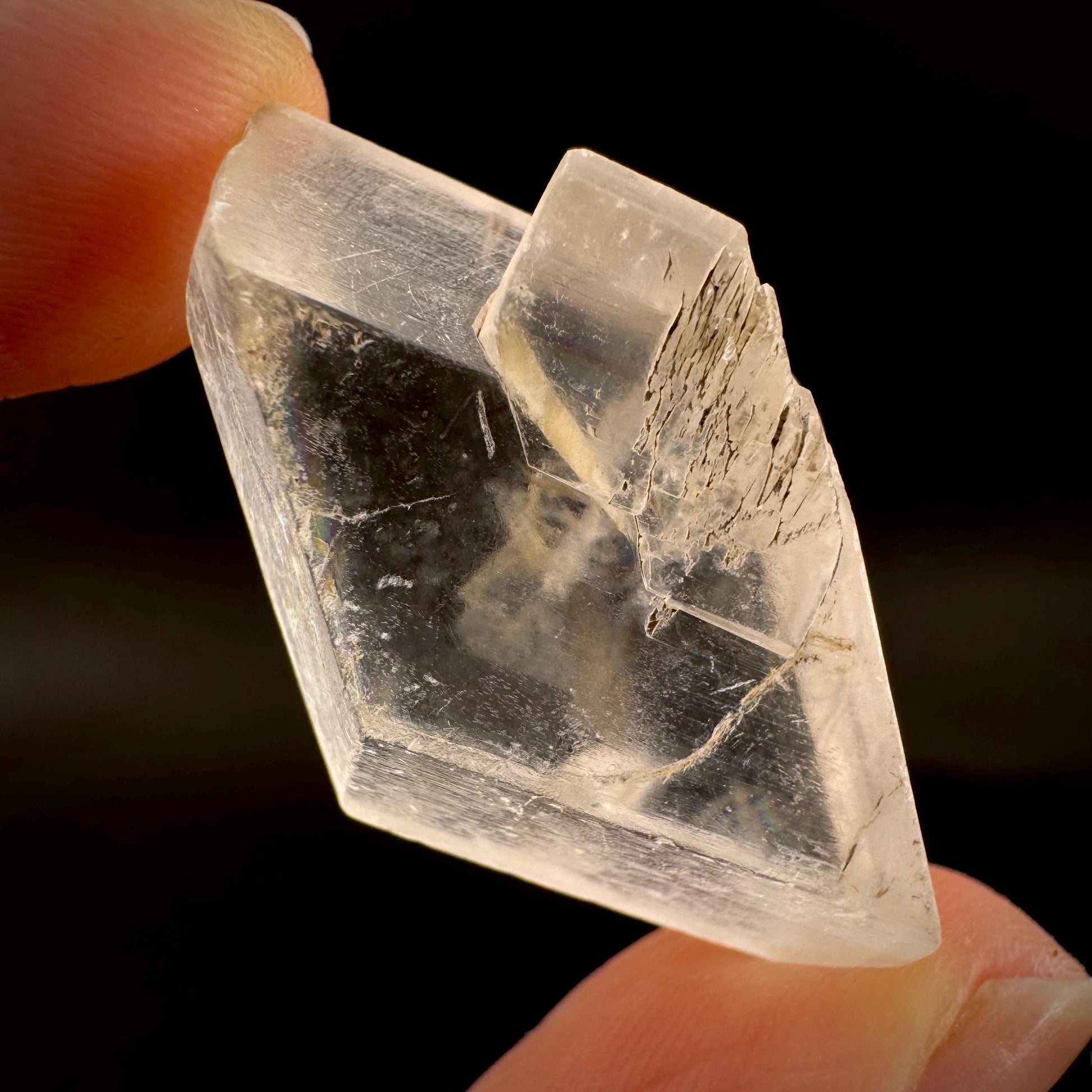 Hourglass Selenite | Phosphorescent UV Reactive Gypsum Crystal from Canada