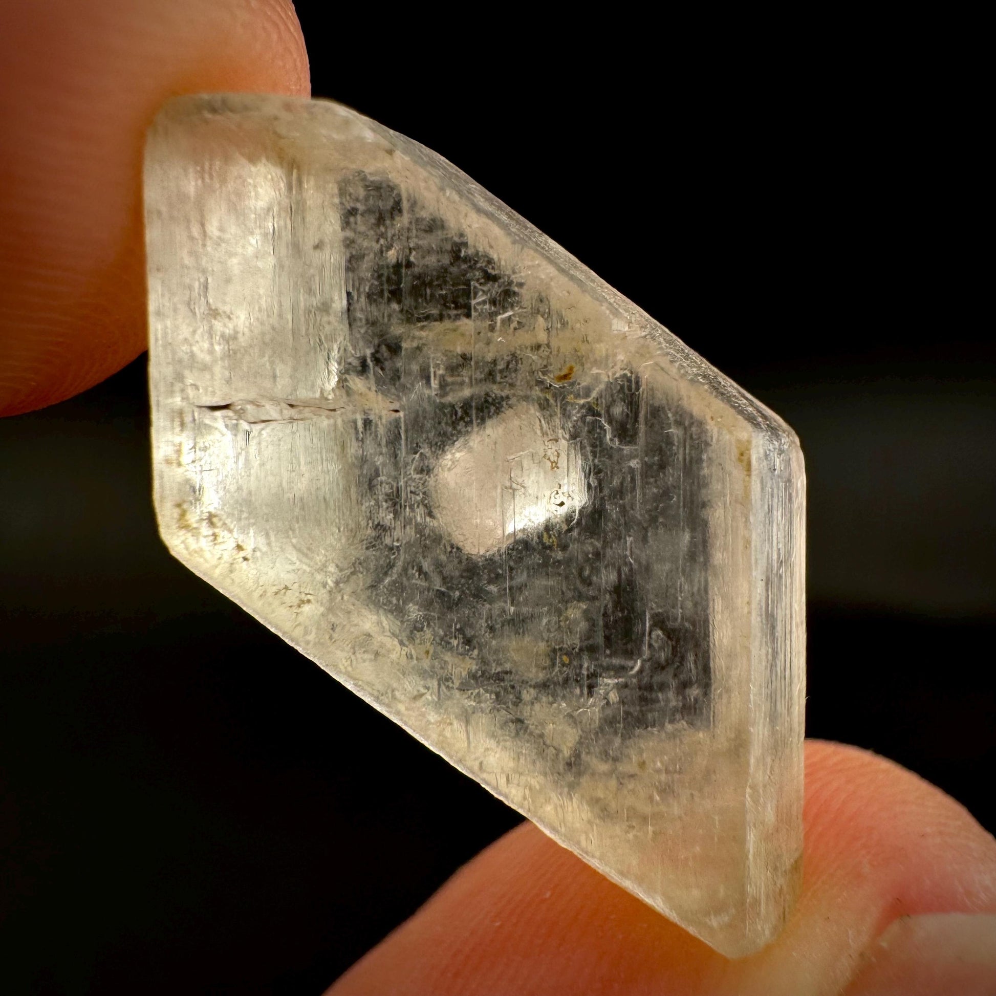 Hourglass Selenite | Phosphorescent UV Reactive Gypsum Crystal from Canada