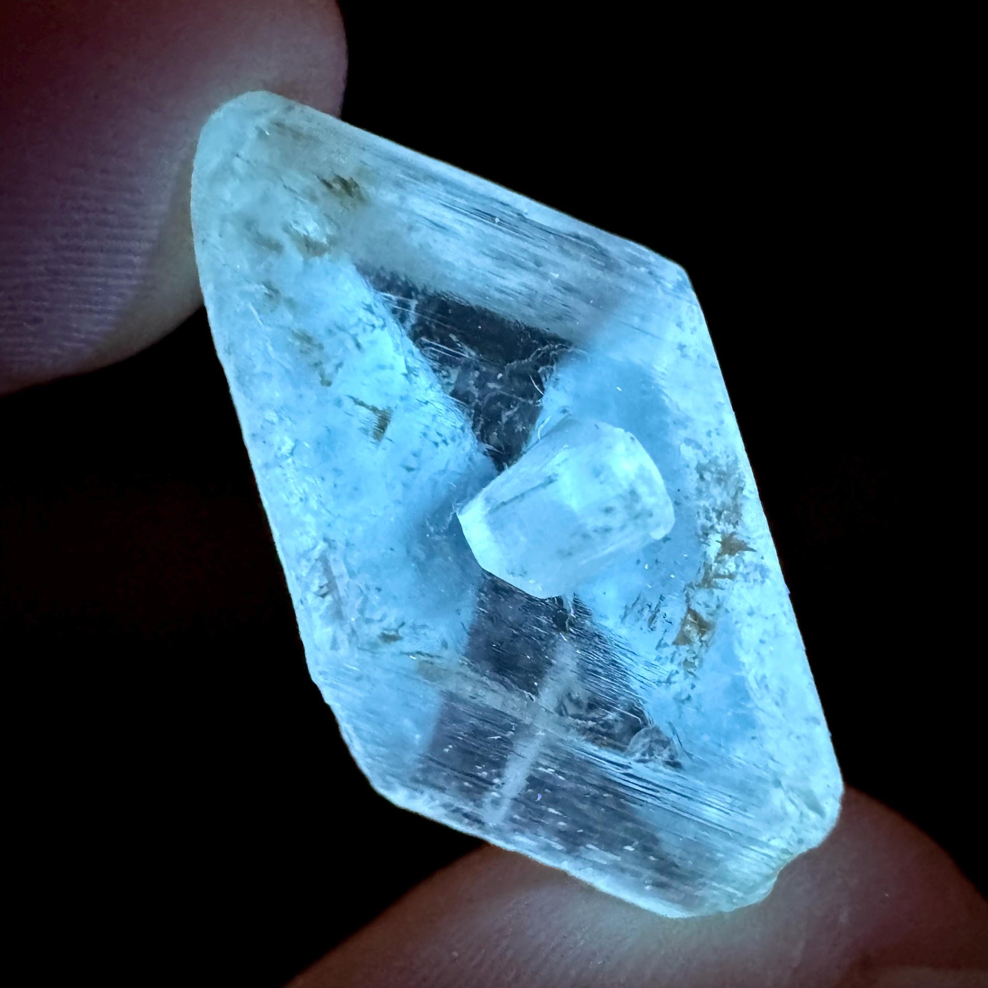 Hourglass Selenite | Phosphorescent UV Reactive Gypsum Crystal from Canada