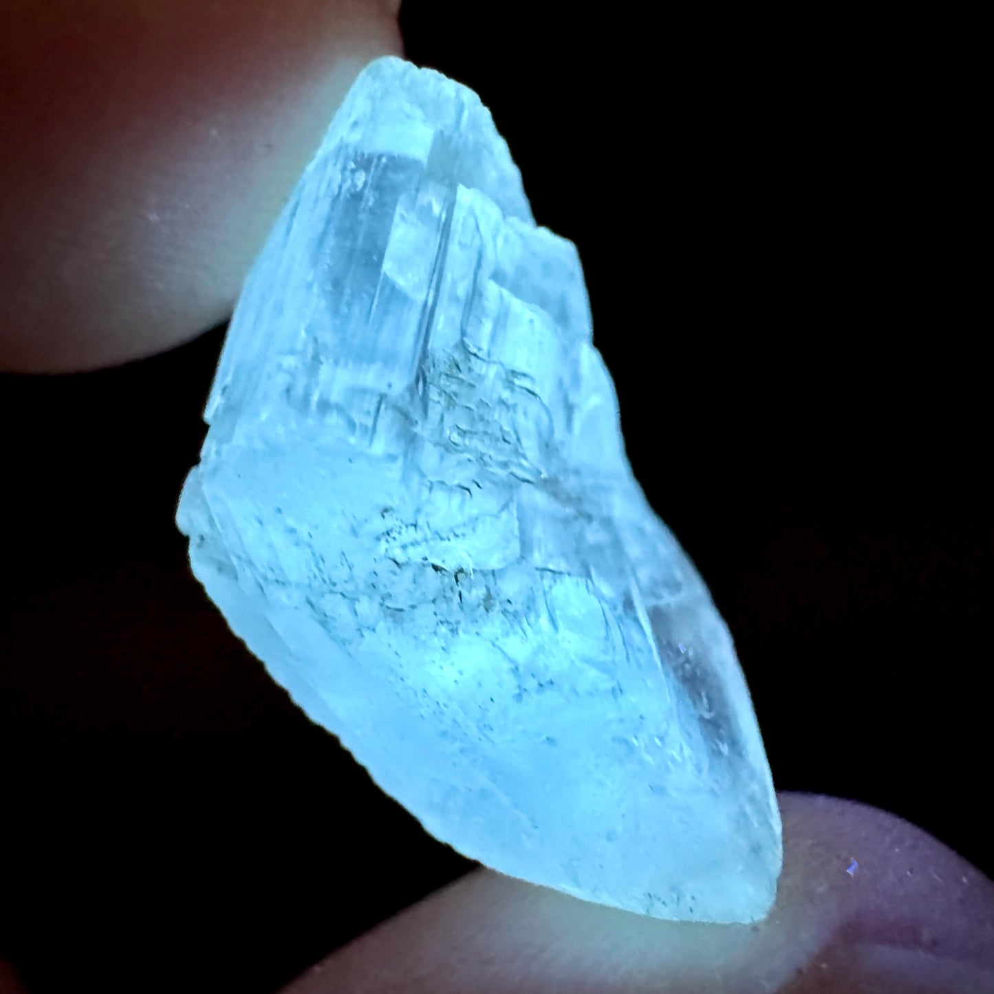 Hourglass Selenite | Phosphorescent UV Reactive Gypsum Crystal from Canada