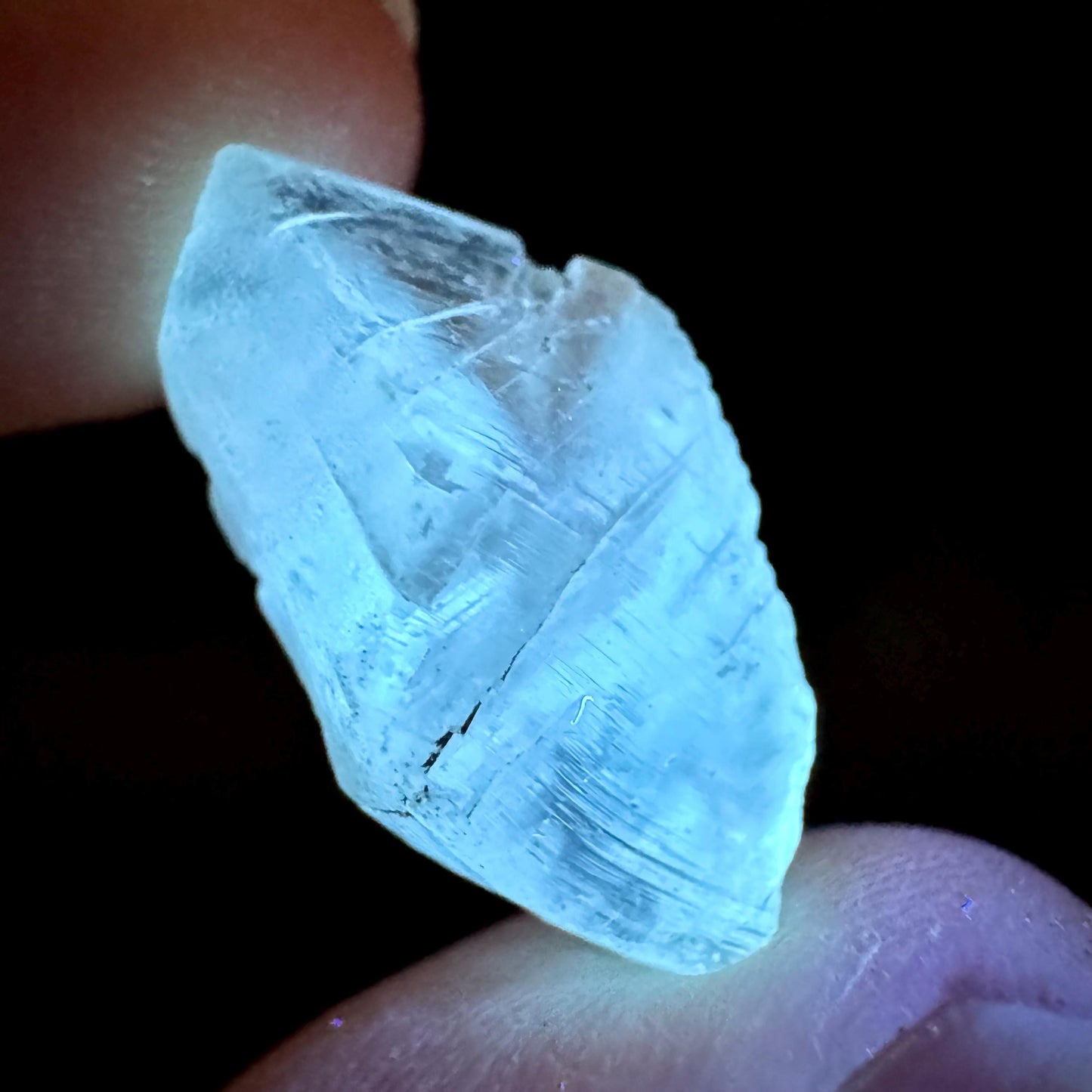 Hourglass Selenite | Phosphorescent UV Reactive Gypsum Crystal from Canada