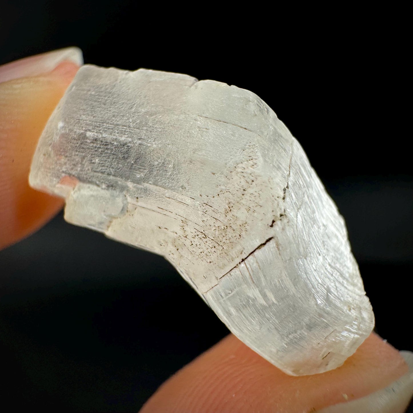 Hourglass Selenite | Phosphorescent UV Reactive Gypsum Crystal from Canada