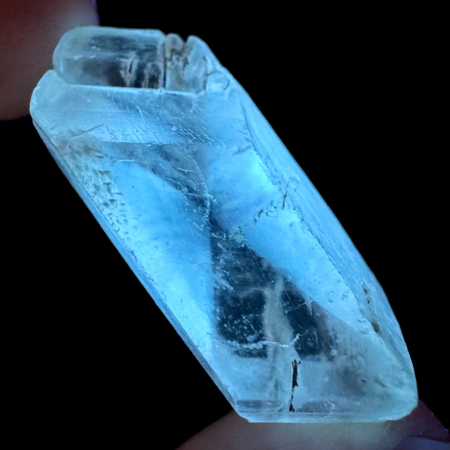 Hourglass Selenite | Phosphorescent UV Reactive Gypsum Crystal from Canada