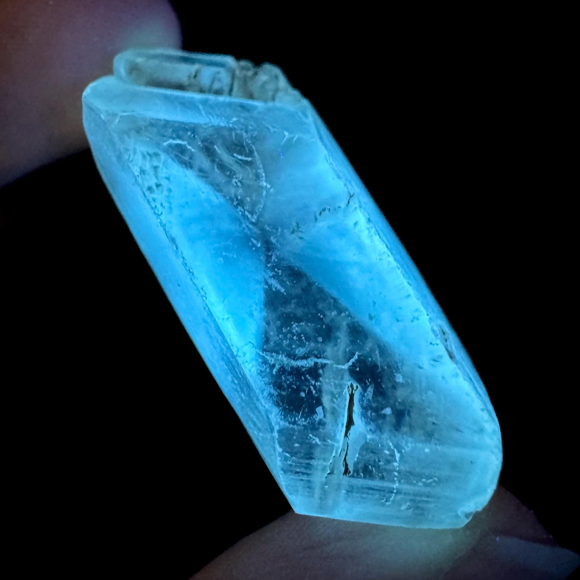 Hourglass Selenite | Phosphorescent UV Reactive Gypsum Crystal from Canada