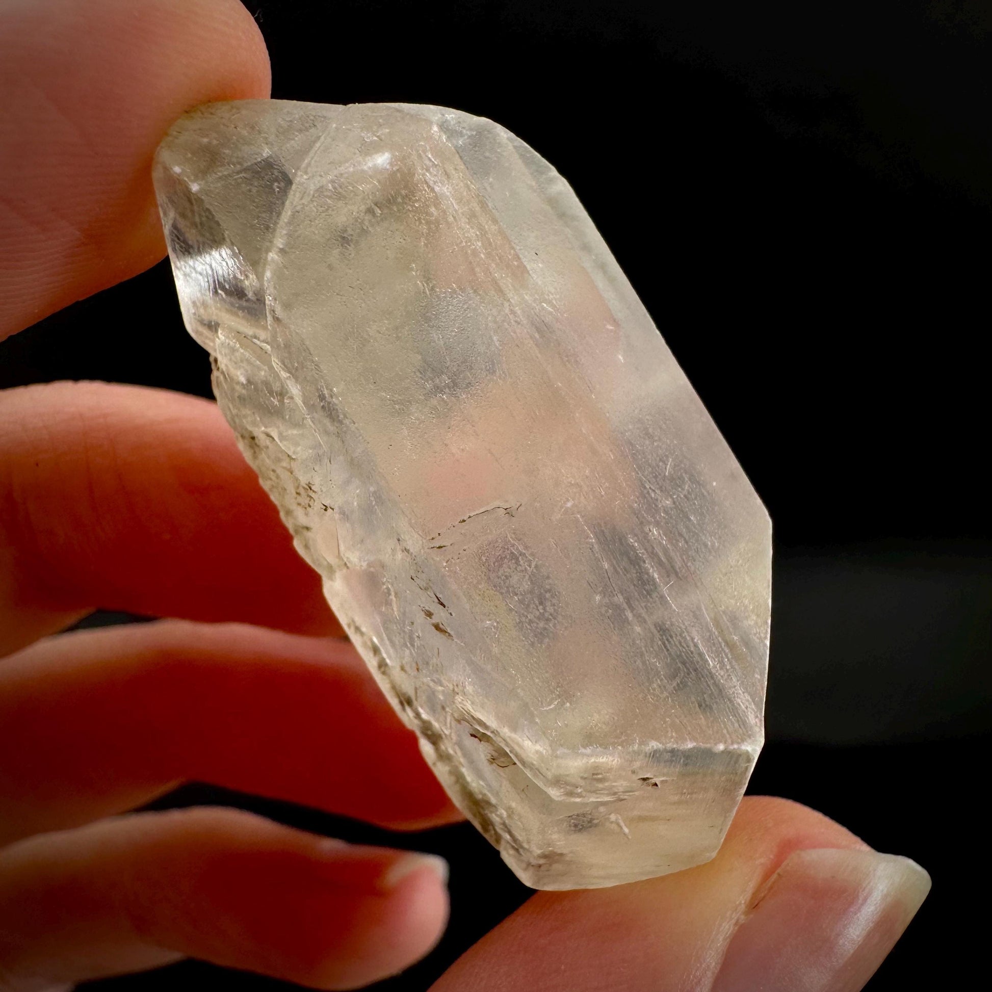 Hourglass Selenite | Phosphorescent UV Reactive Gypsum Crystal from Canada