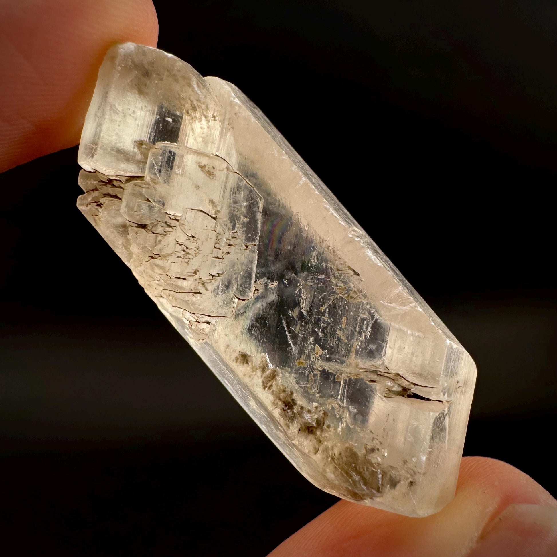 Hourglass Selenite | Phosphorescent UV Reactive Gypsum Crystal from Canada