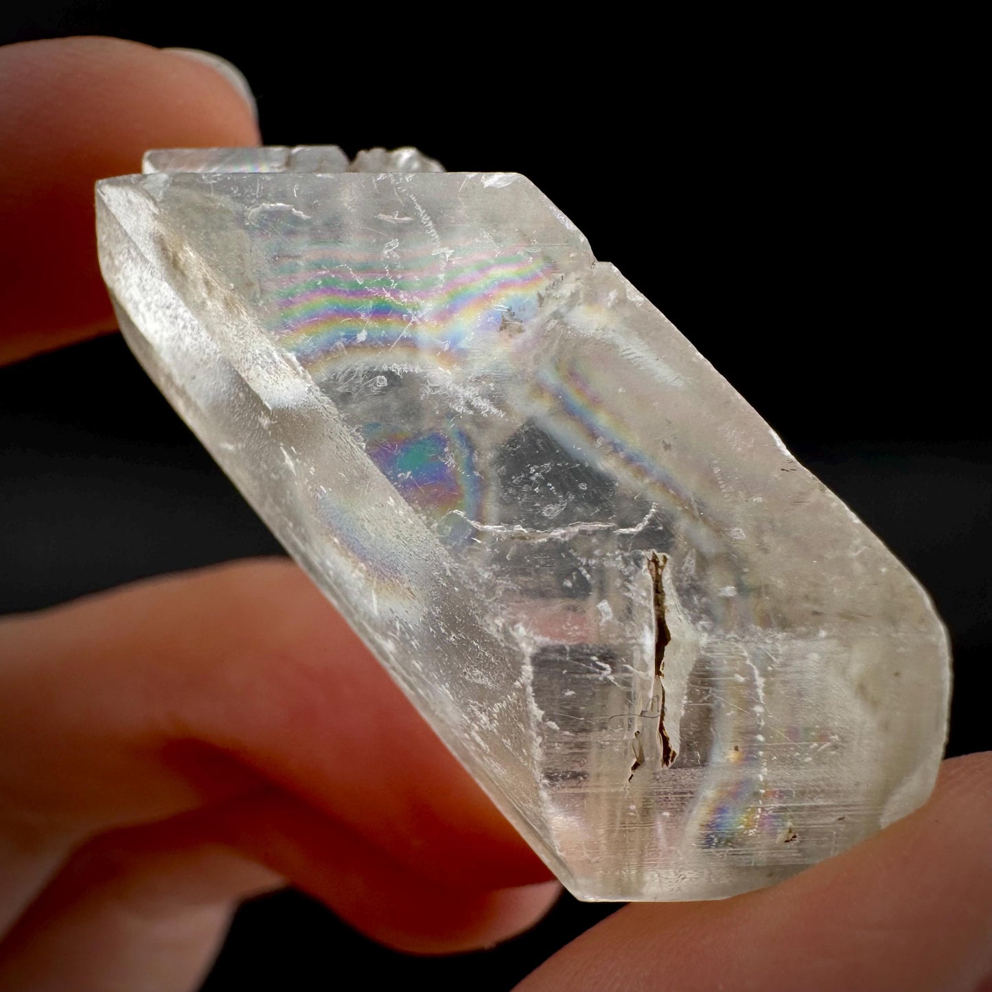 Hourglass Selenite | Phosphorescent UV Reactive Gypsum Crystal from Canada