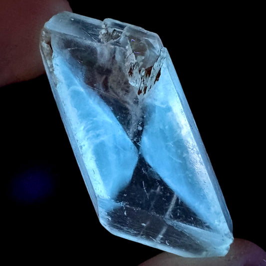 Hourglass Selenite | Phosphorescent UV Reactive Gypsum Crystal from Canada