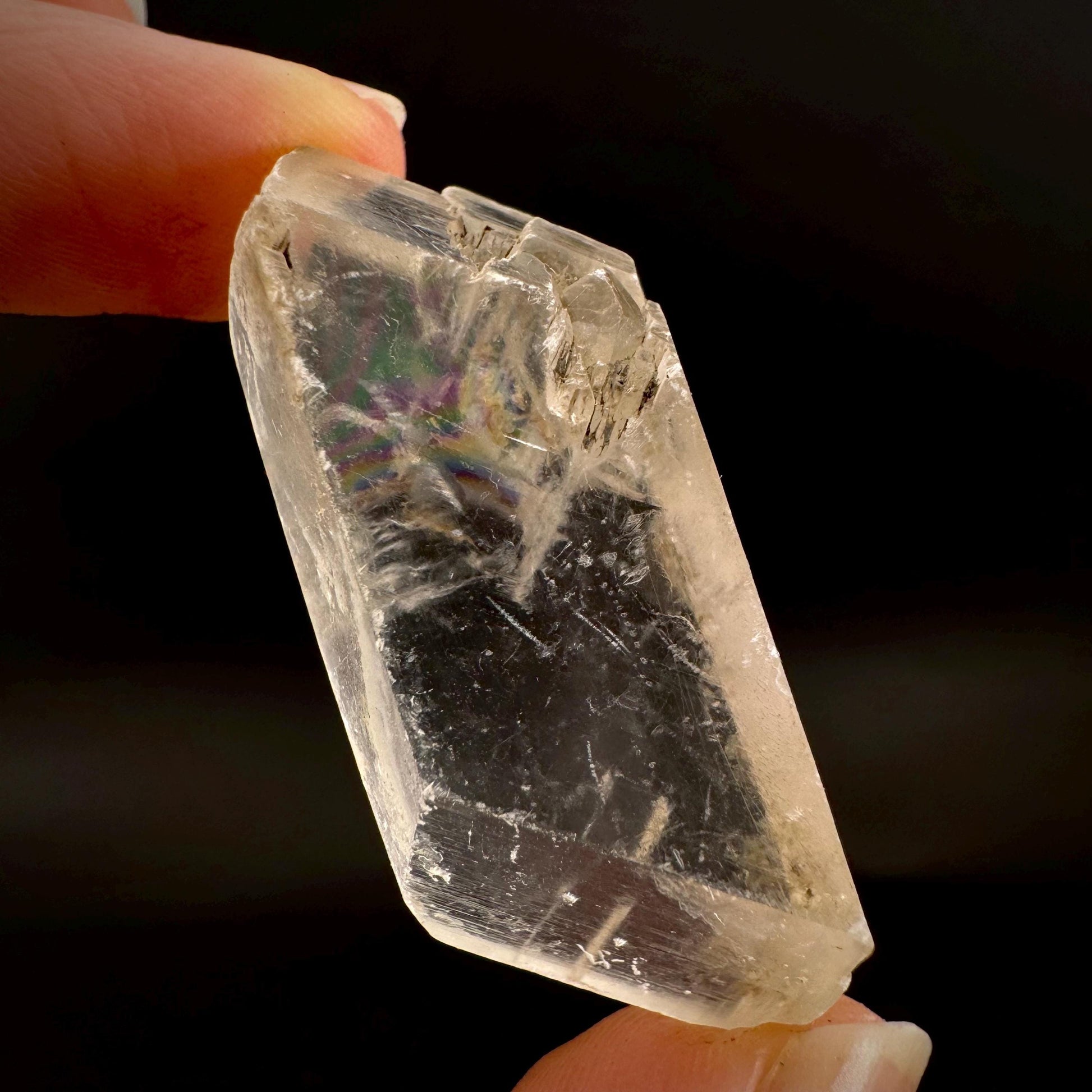 Hourglass Selenite | Phosphorescent UV Reactive Gypsum Crystal from Canada