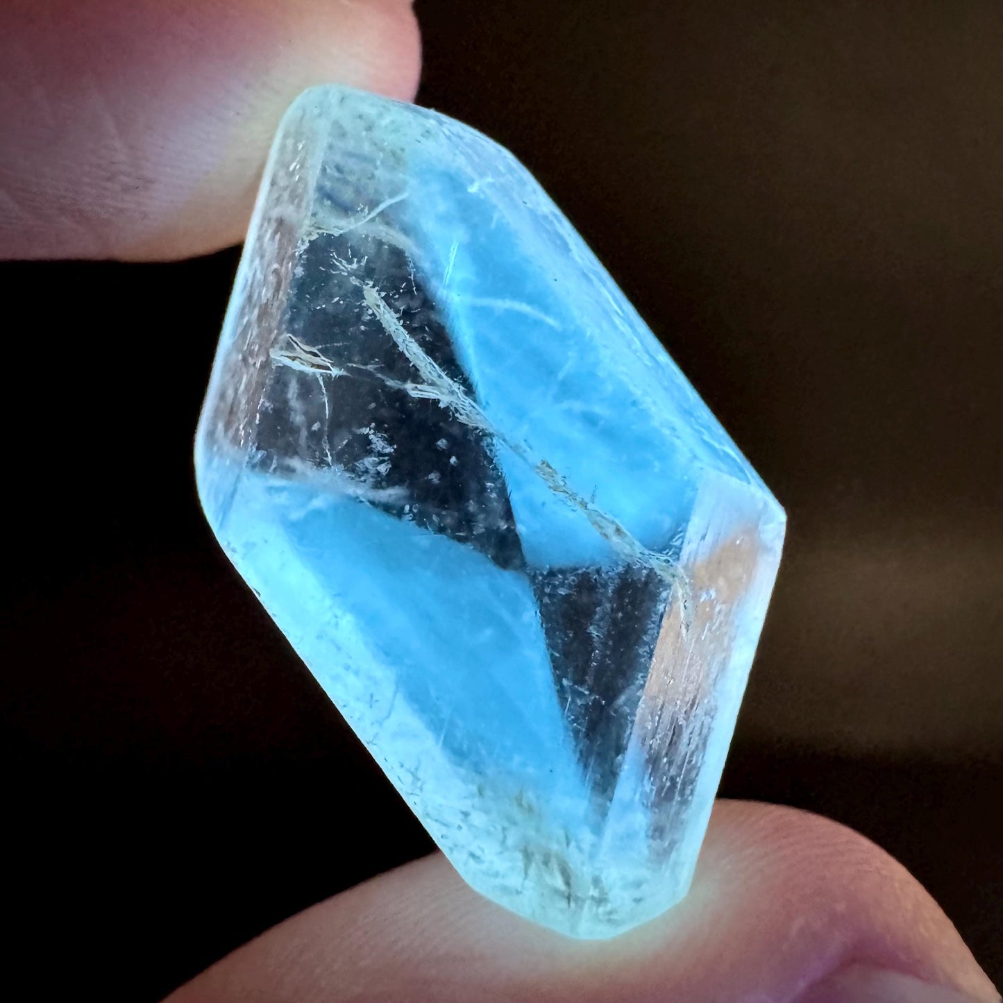 Hourglass Selenite | Phosphorescent UV Reactive Gypsum Crystal from Canada