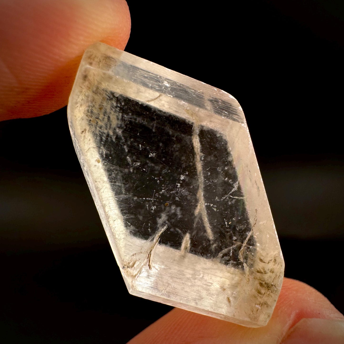 Hourglass Selenite | Phosphorescent UV Reactive Gypsum Crystal from Canada