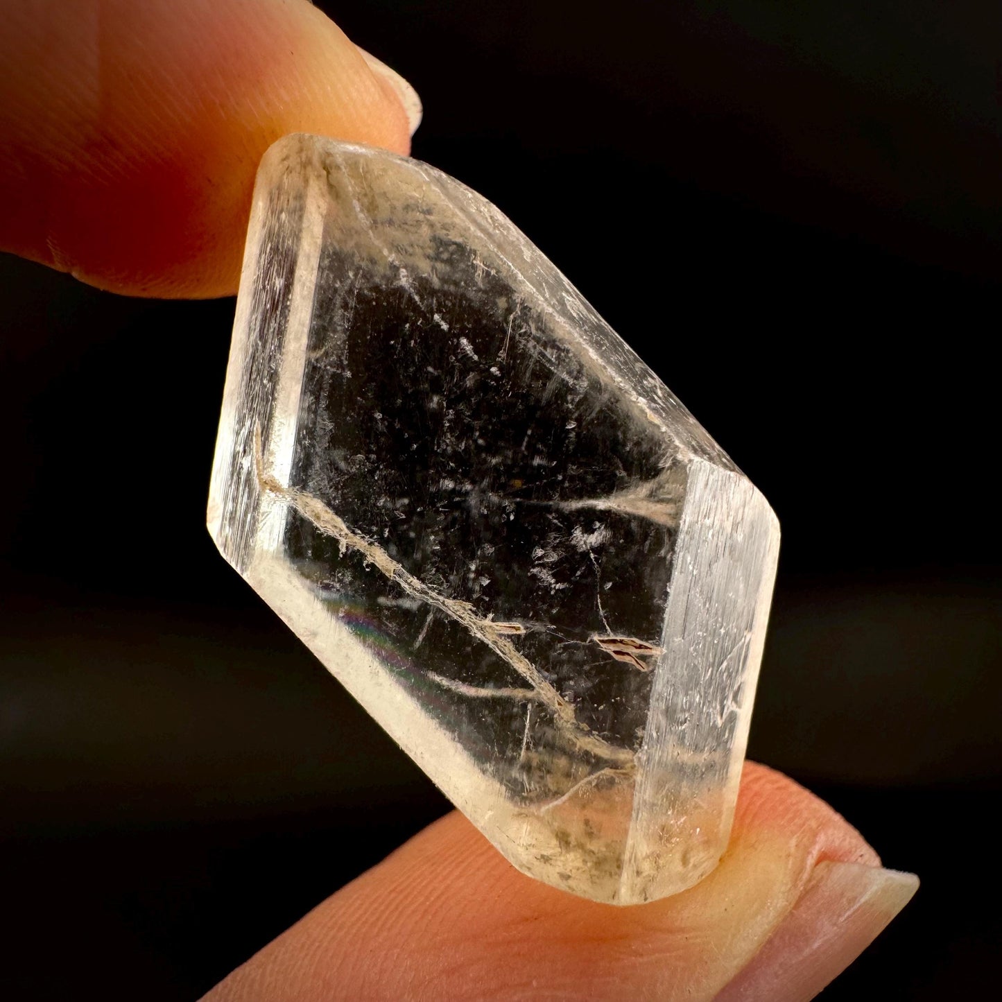 Hourglass Selenite | Phosphorescent UV Reactive Gypsum Crystal from Canada