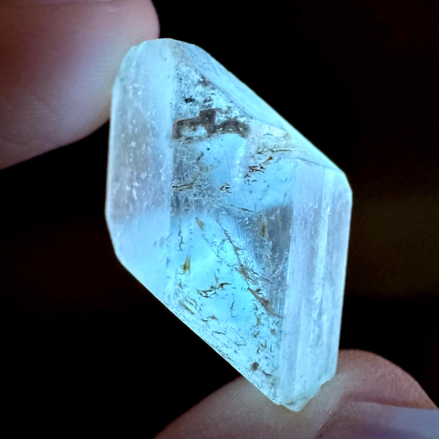 Hourglass Selenite | Phosphorescent UV Reactive Gypsum Crystal from Canada
