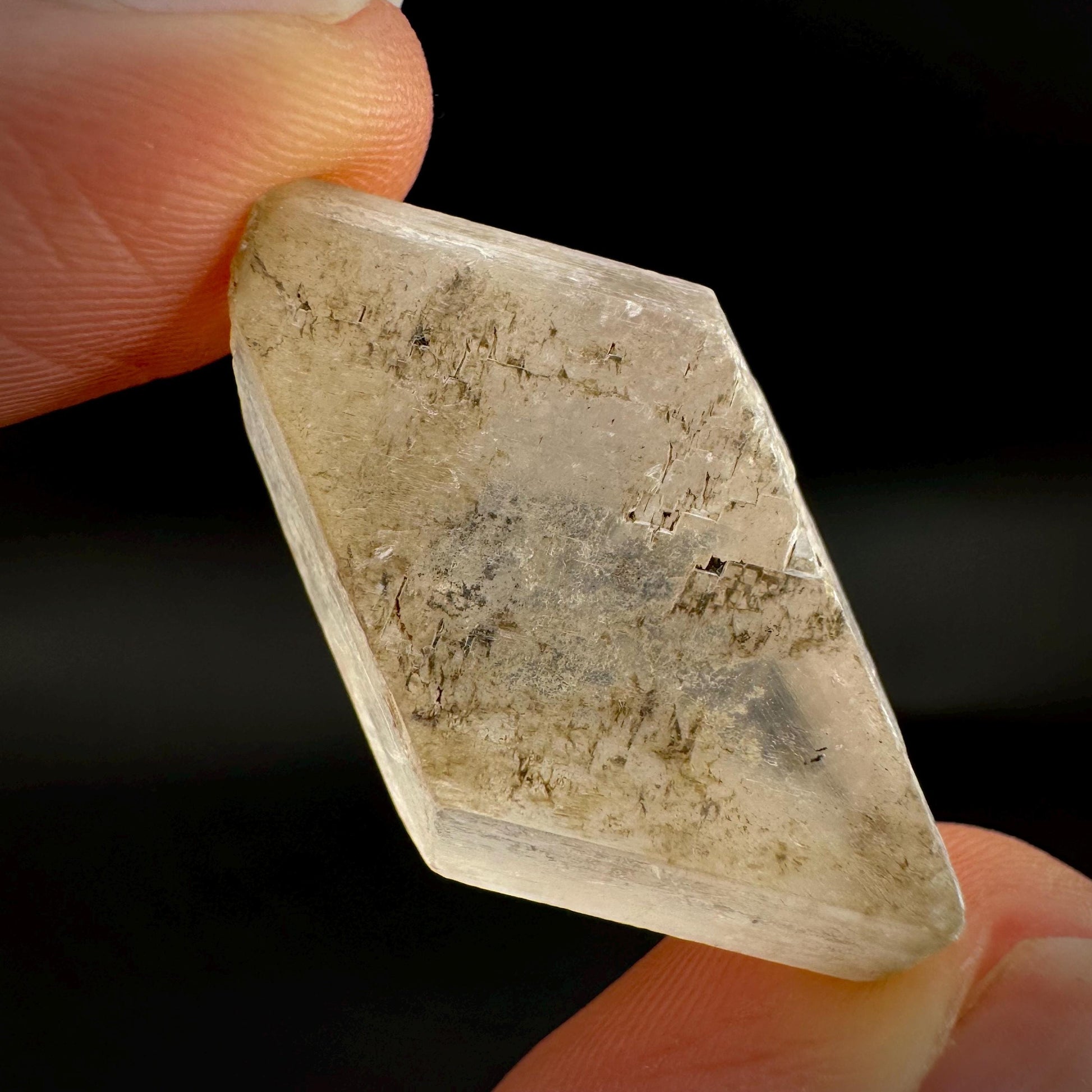 Hourglass Selenite | Phosphorescent UV Reactive Gypsum Crystal from Canada