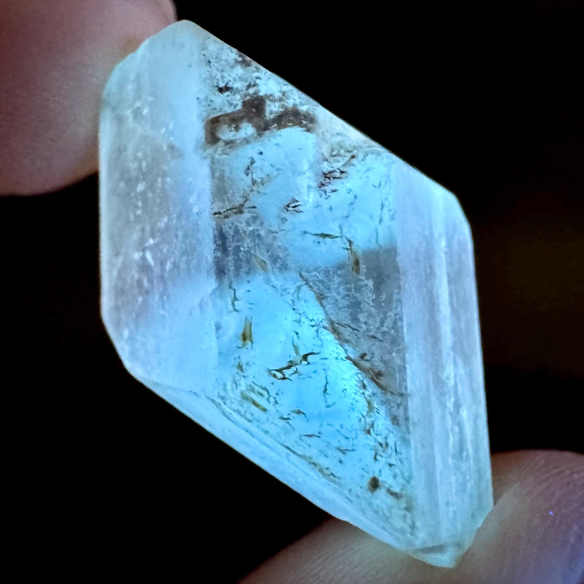 Hourglass Selenite | Phosphorescent UV Reactive Gypsum Crystal from Canada