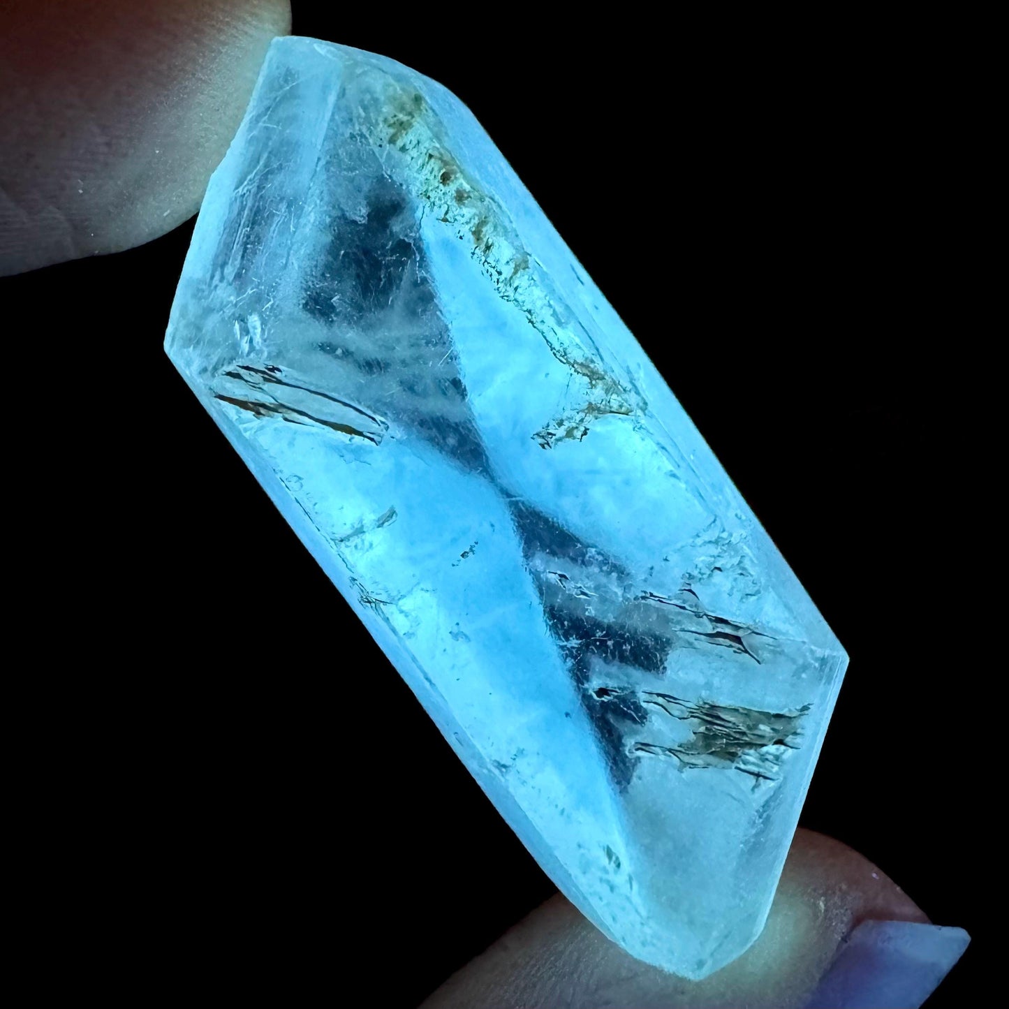 Hourglass Selenite | Phosphorescent UV Reactive Gypsum Crystal from Canada
