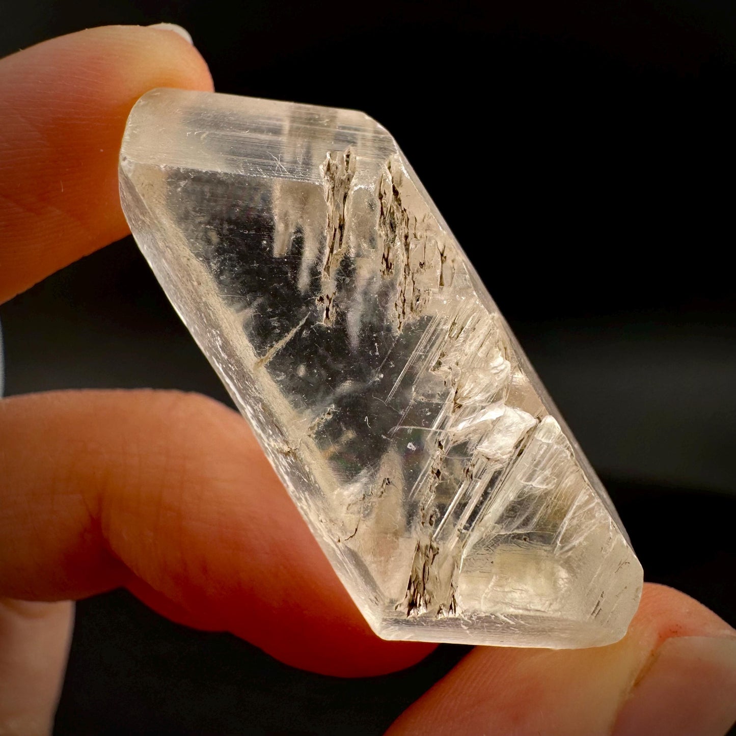 Hourglass Selenite | Phosphorescent UV Reactive Gypsum Crystal from Canada