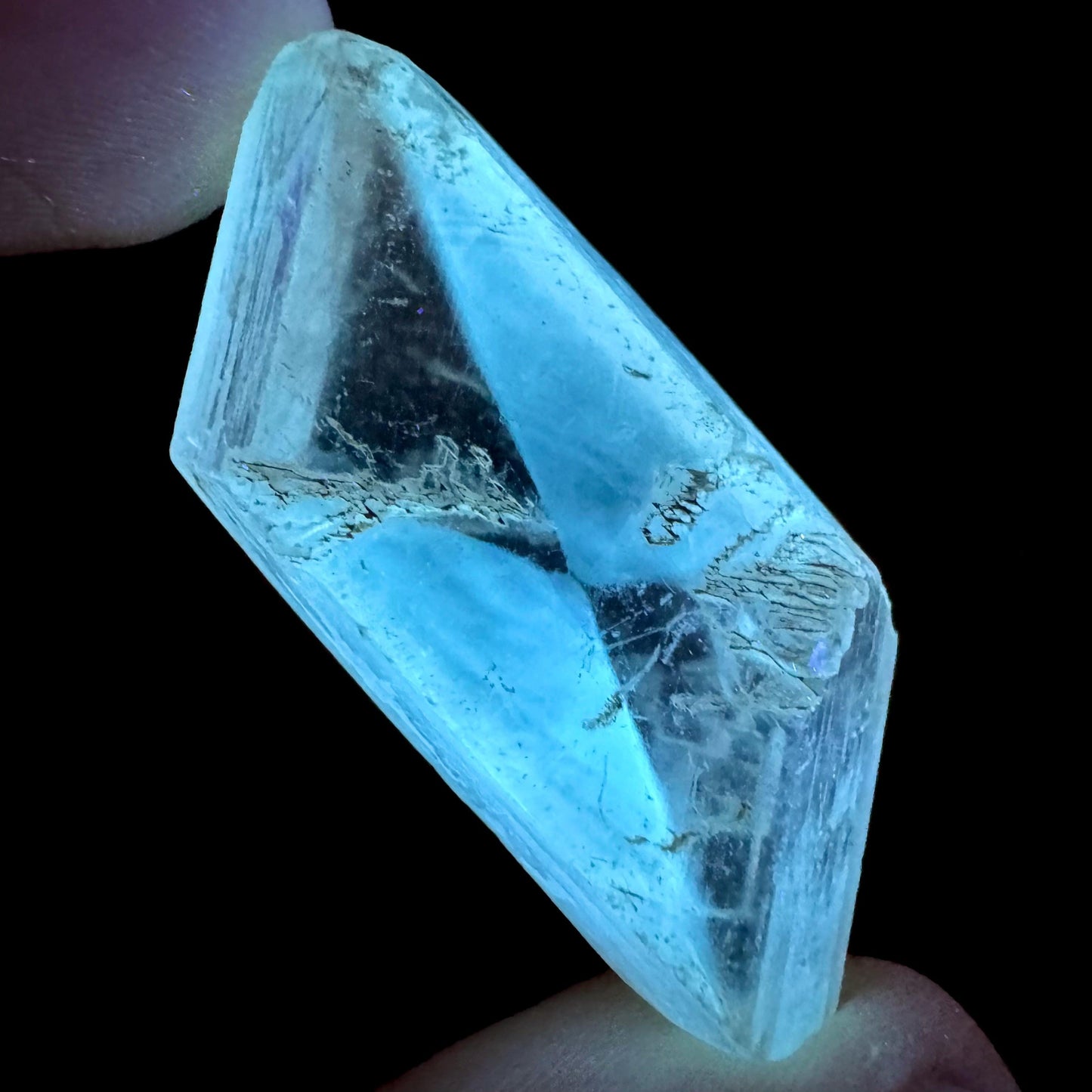 Hourglass Selenite | Phosphorescent UV Reactive Gypsum Crystal from Canada