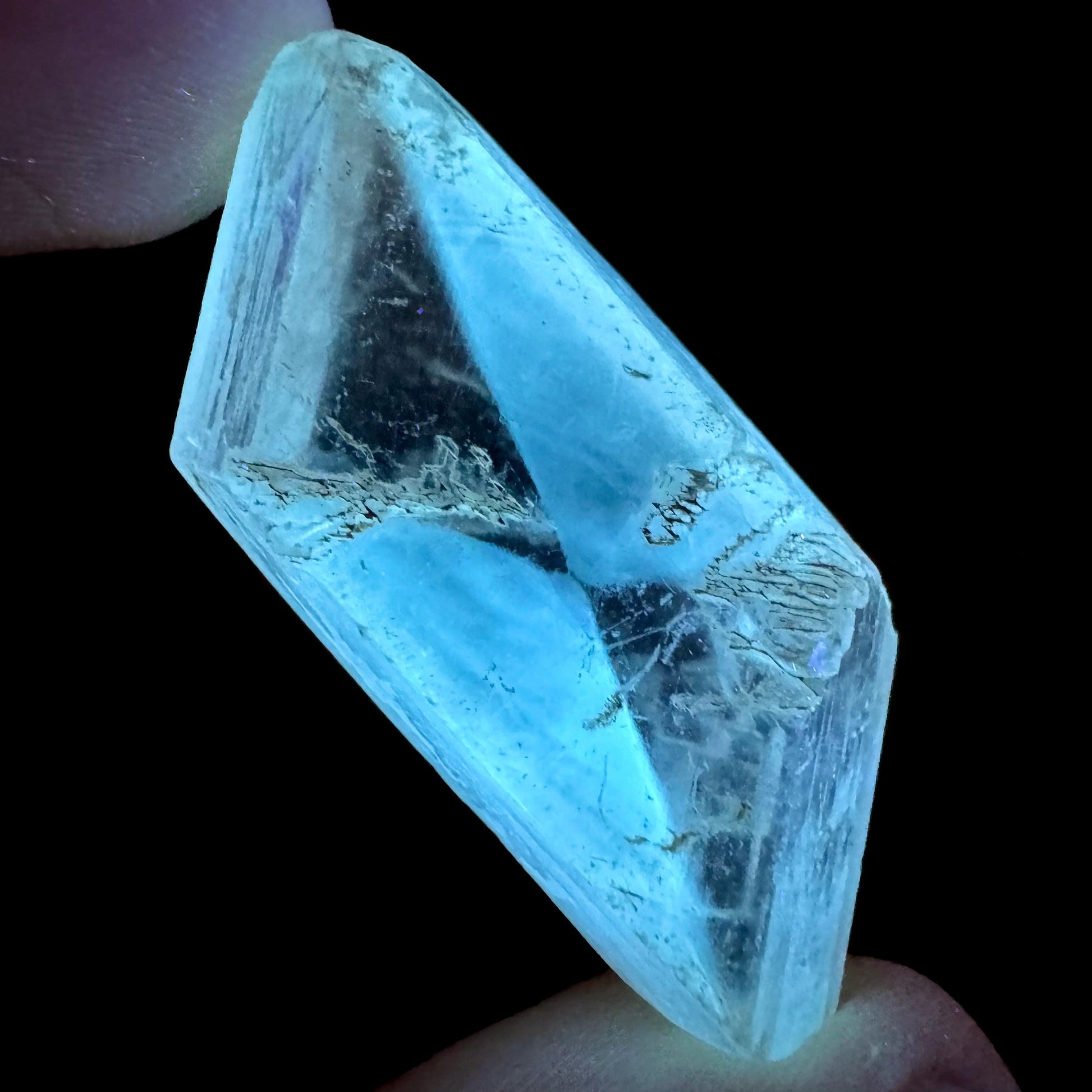 Hourglass Selenite | Phosphorescent UV Reactive Gypsum Crystal from Canada