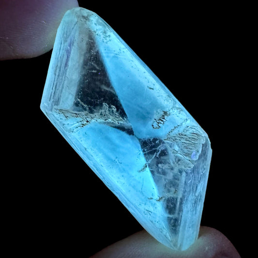 Hourglass Selenite | Phosphorescent UV Reactive Gypsum Crystal from Canada