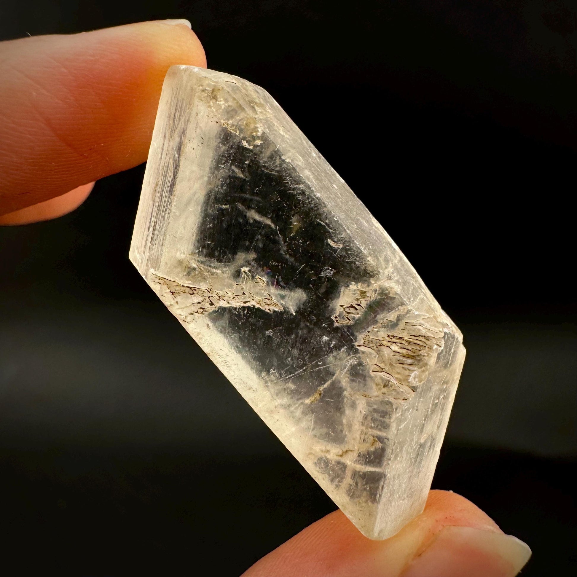 Hourglass Selenite | Phosphorescent UV Reactive Gypsum Crystal from Canada