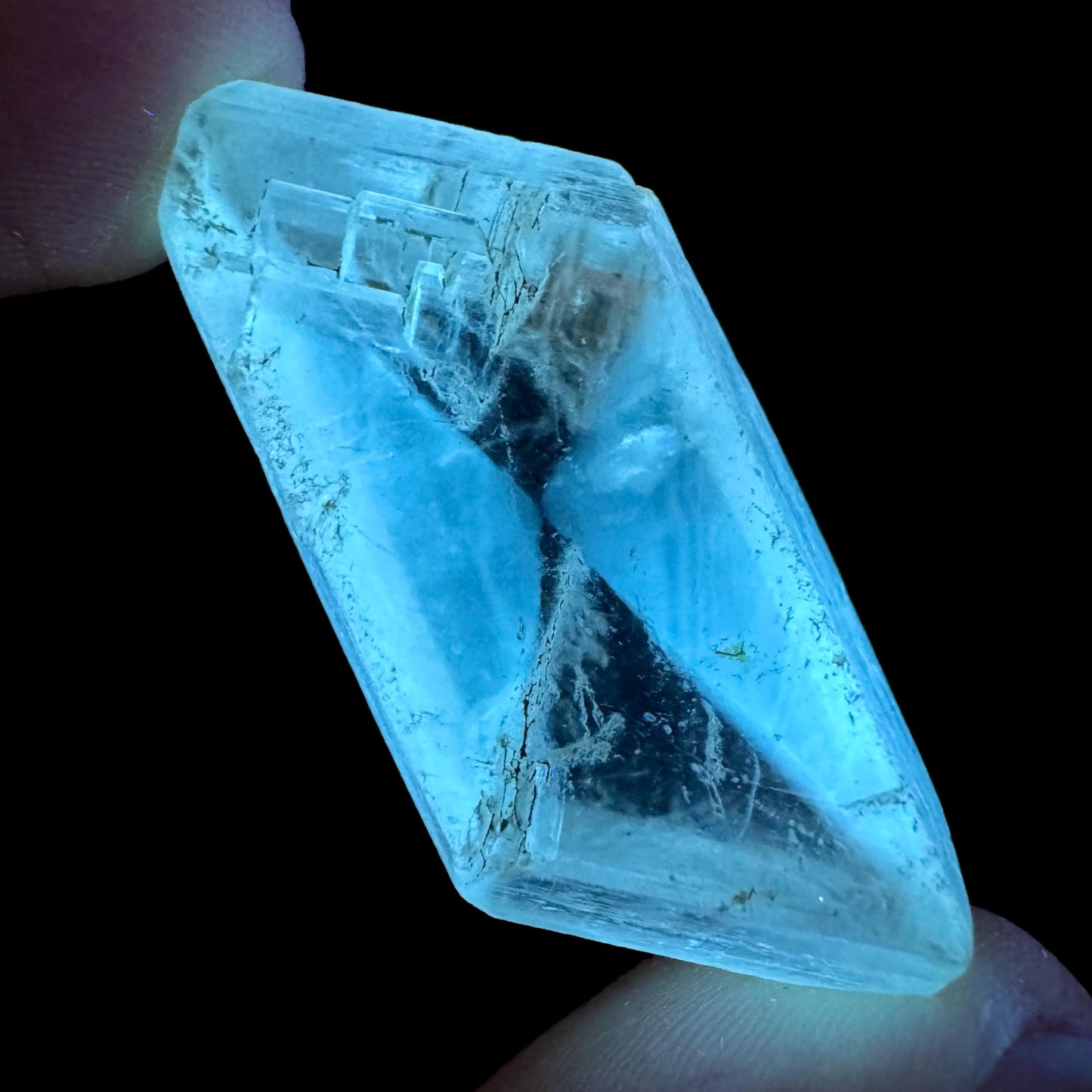 Hourglass Selenite | Phosphorescent UV Reactive Gypsum Crystal from Canada