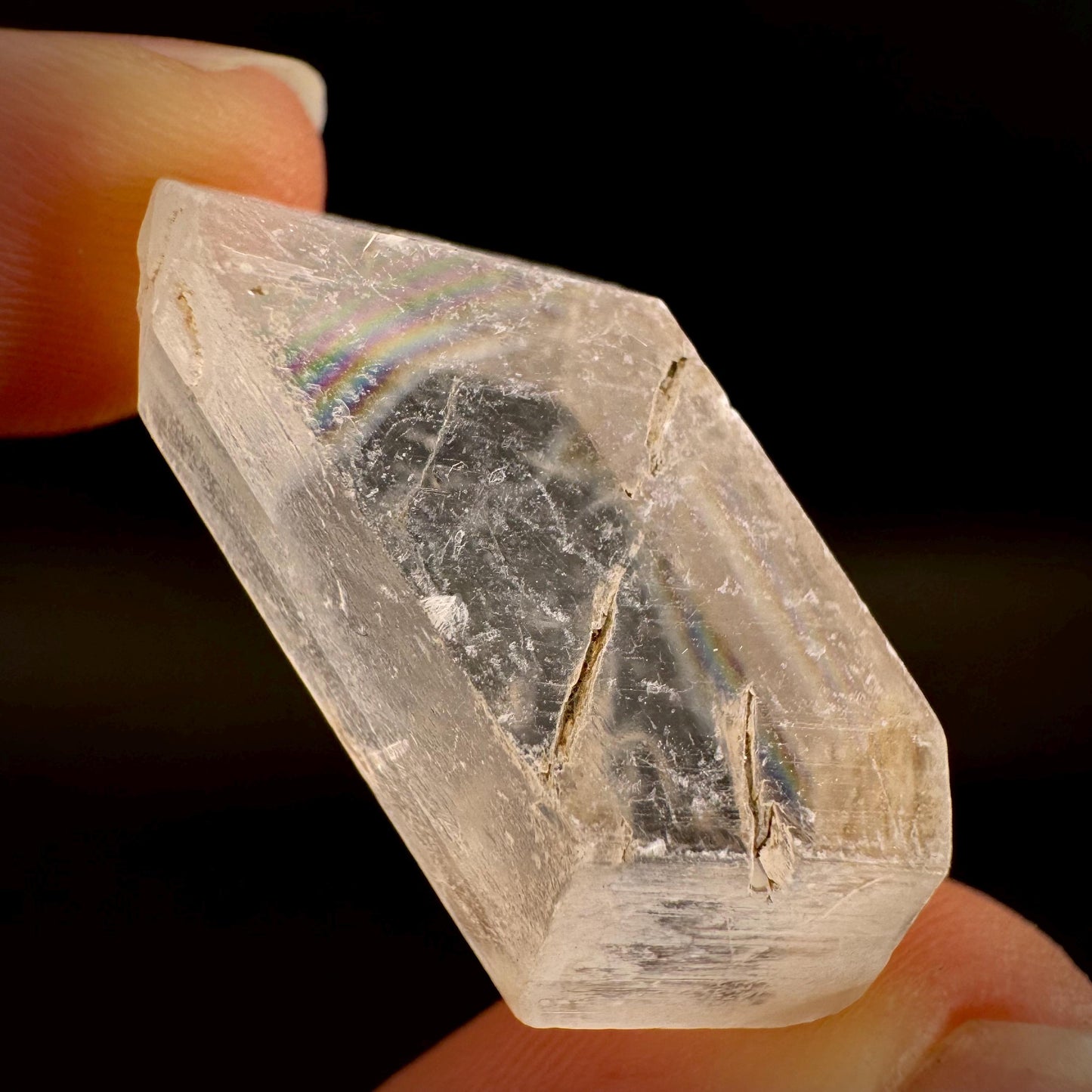 Hourglass Selenite | Phosphorescent UV Reactive Gypsum Crystal from Canada