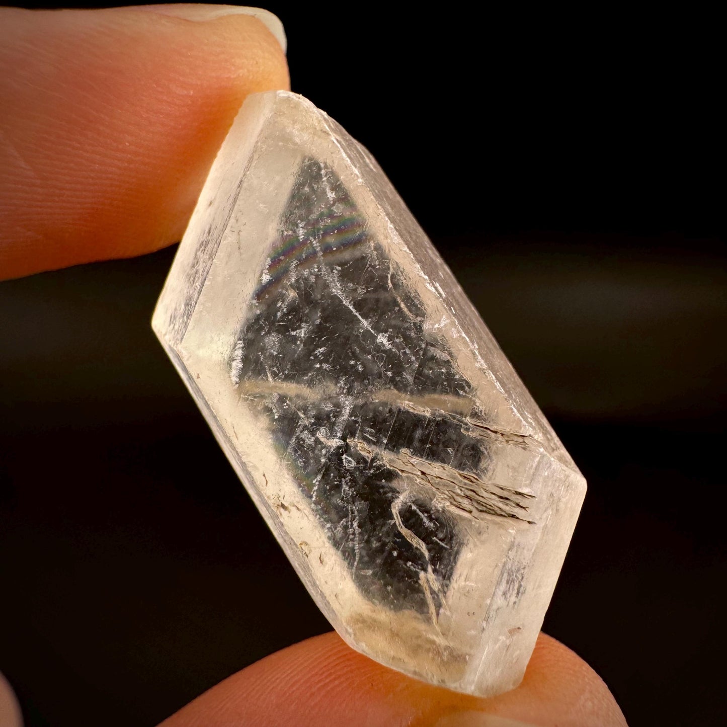 Hourglass Selenite | Phosphorescent UV Reactive Gypsum Crystal from Canada